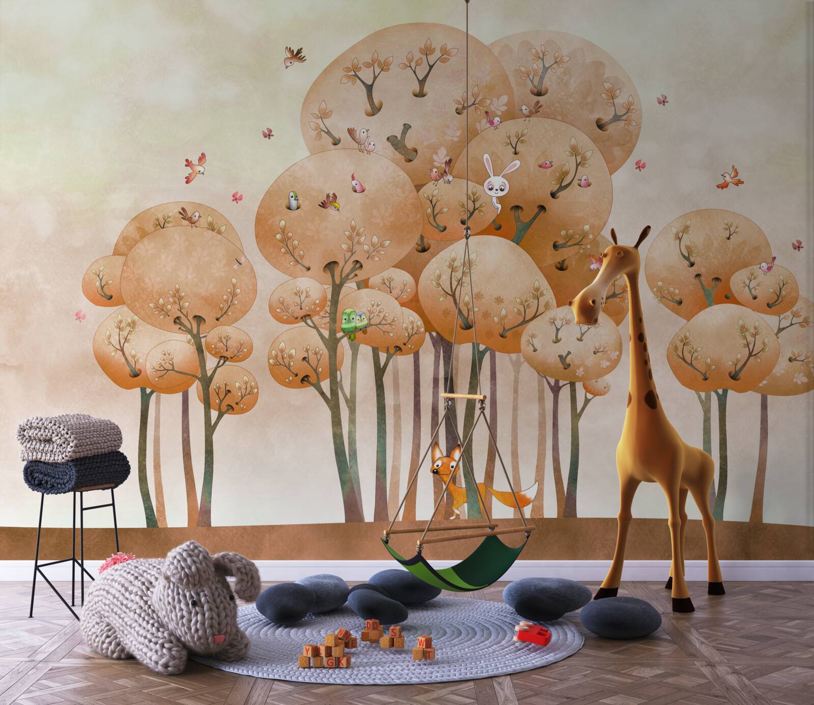 Fototapeta líška hľadá zajačika na strome