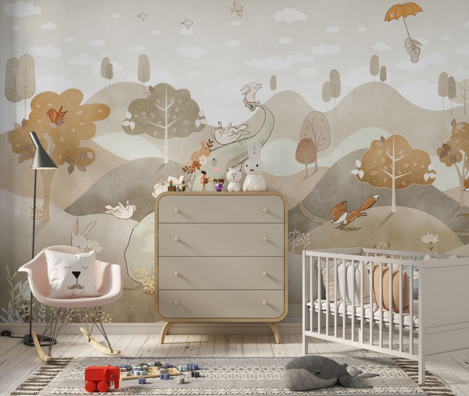 Fototapeta malý sloník sa hrá so zajačikmi