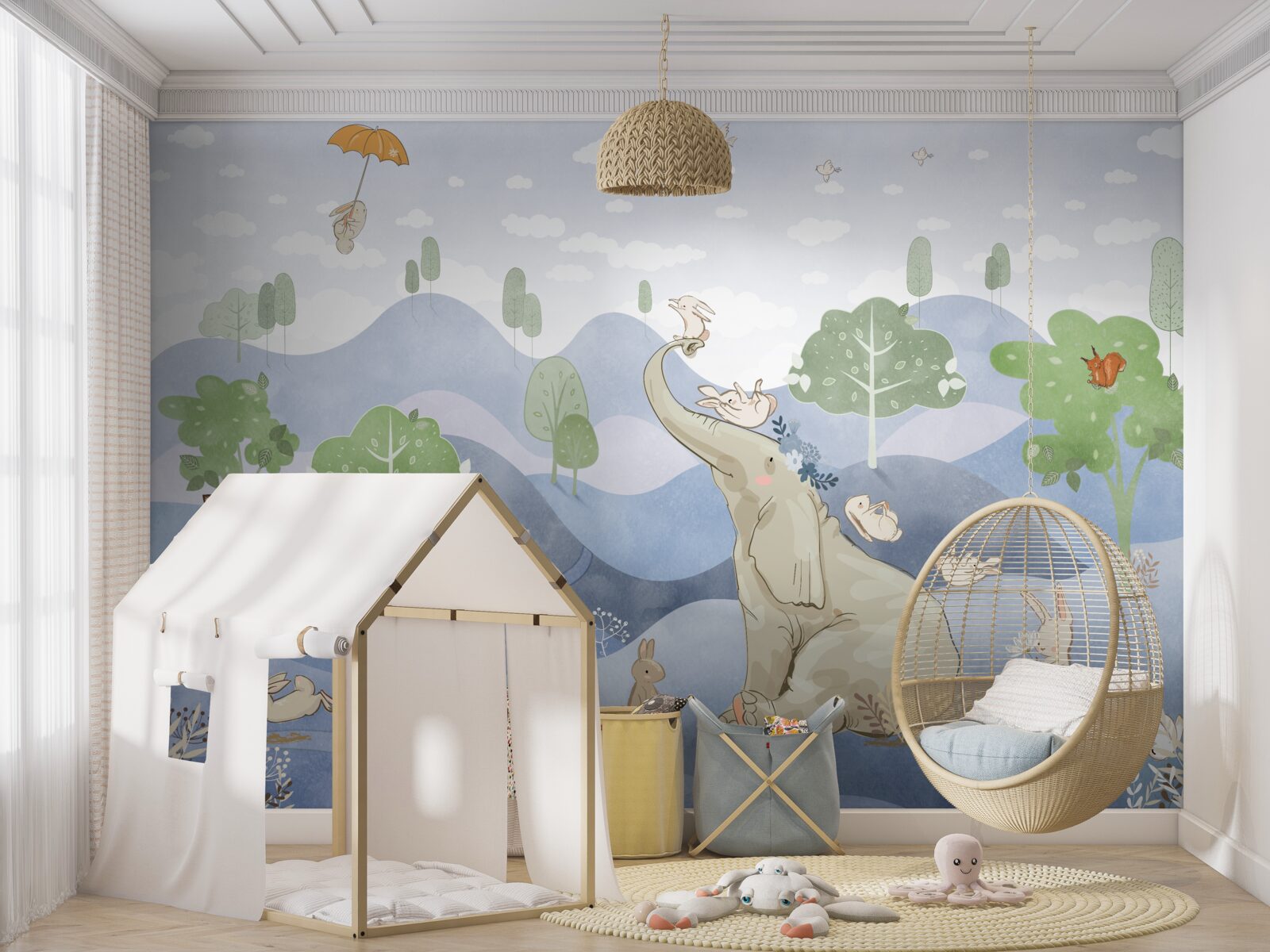 Fototapeta malý slon chodí so svojimi mladšími kamarátmi