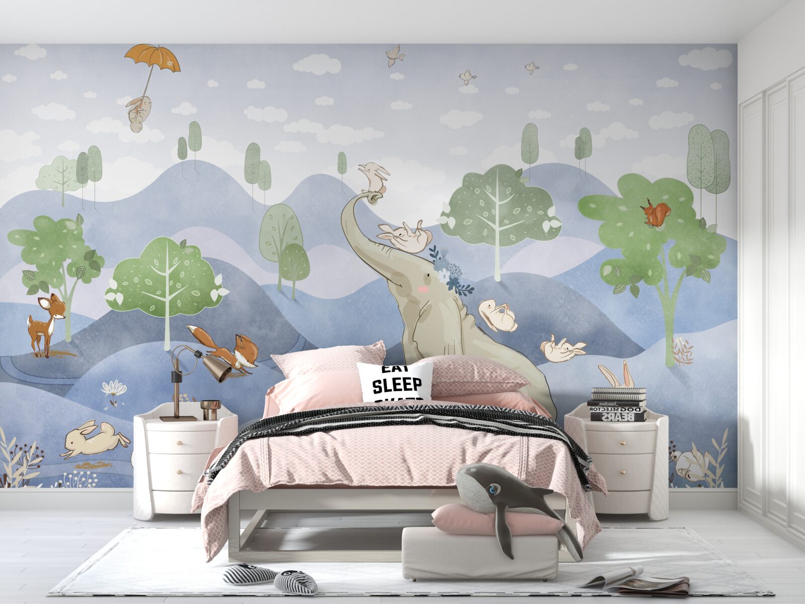 Fototapeta malý slon chodí so svojimi mladšími kamarátmi