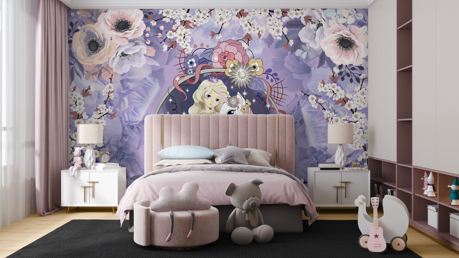 Fototapeta jednorožec s princeznou