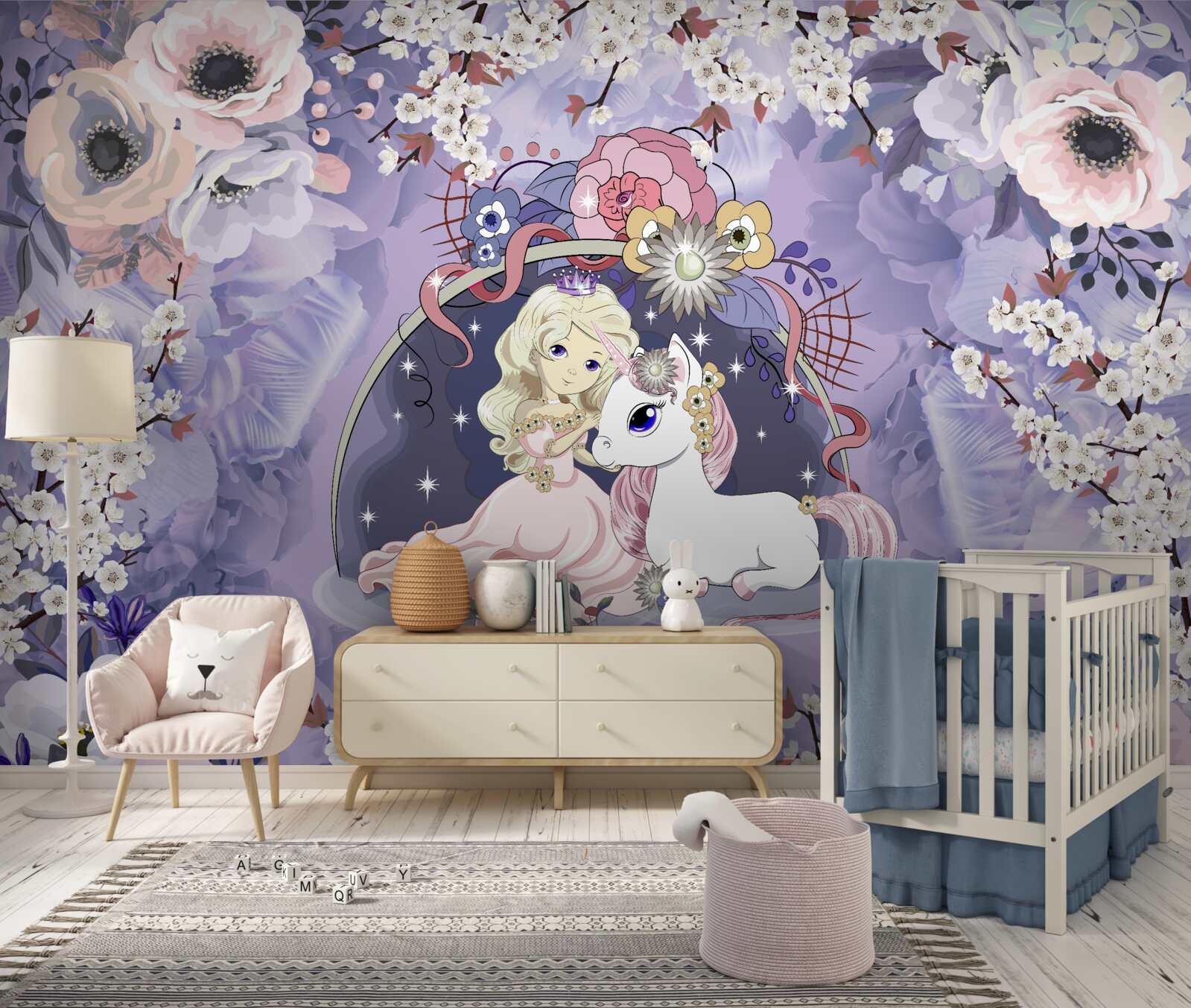 Fototapeta jednorožec s princeznou