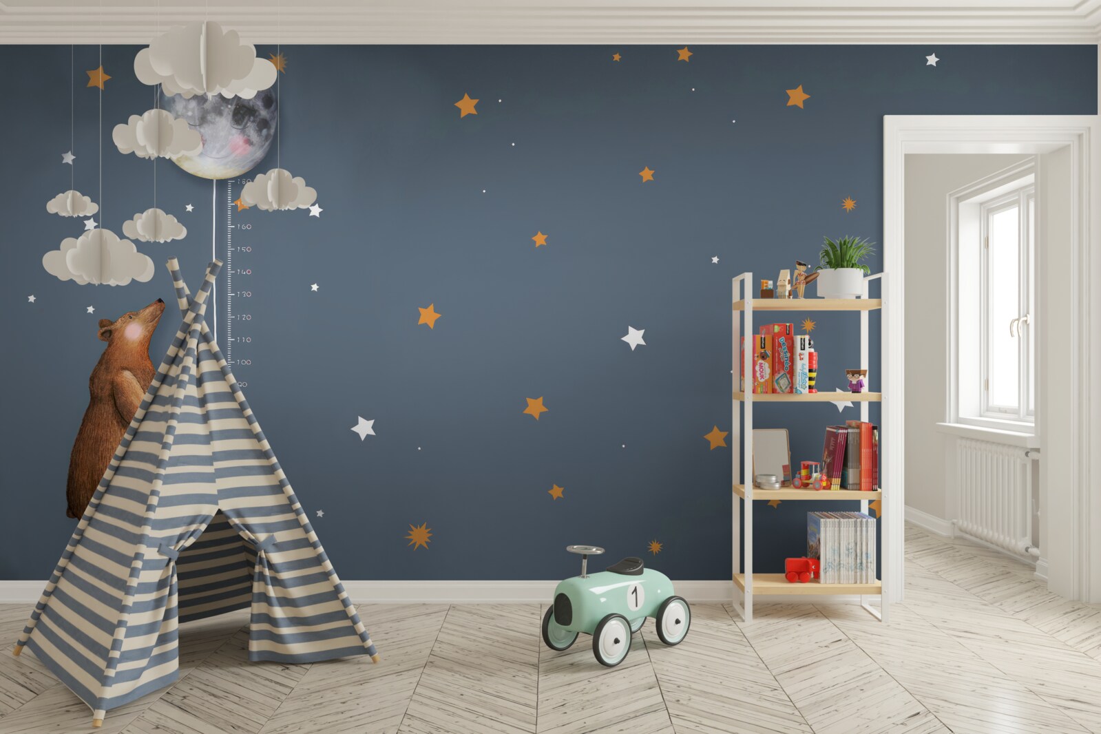 Fototapeta medveď zdvihne mesiac k oblohe