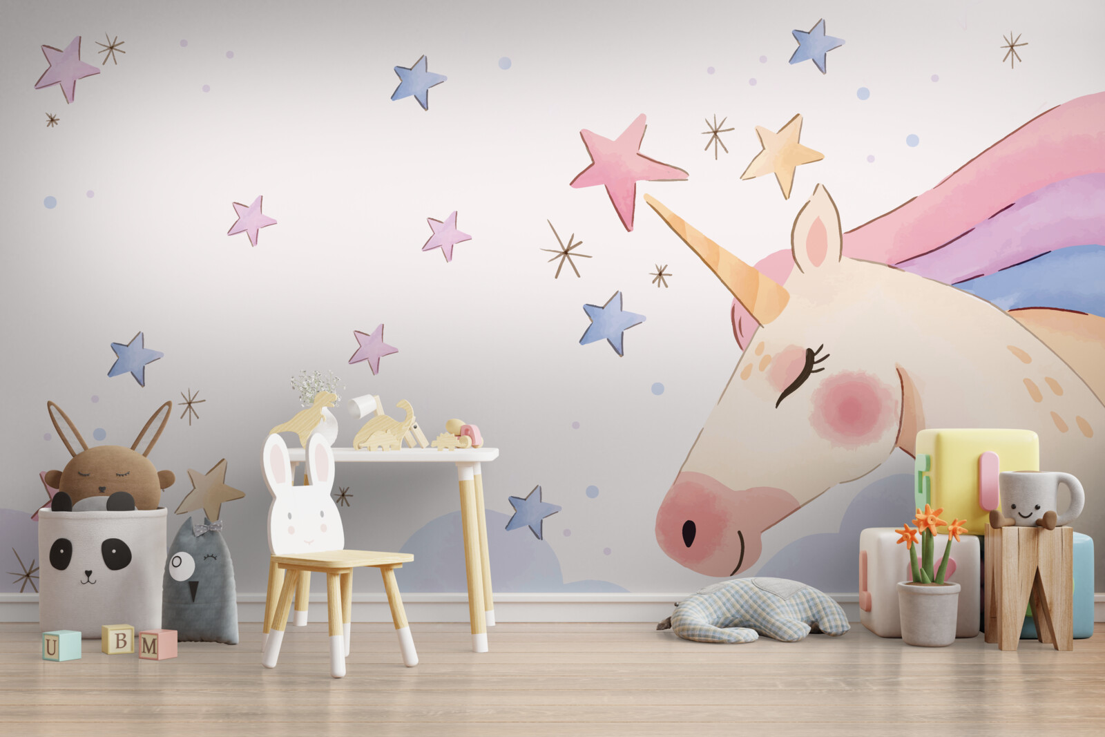 Fototapeta roztomilý ružový jednorožec