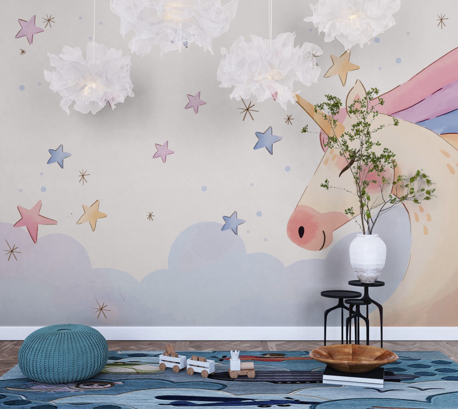 Fototapeta roztomilý ružový jednorožec