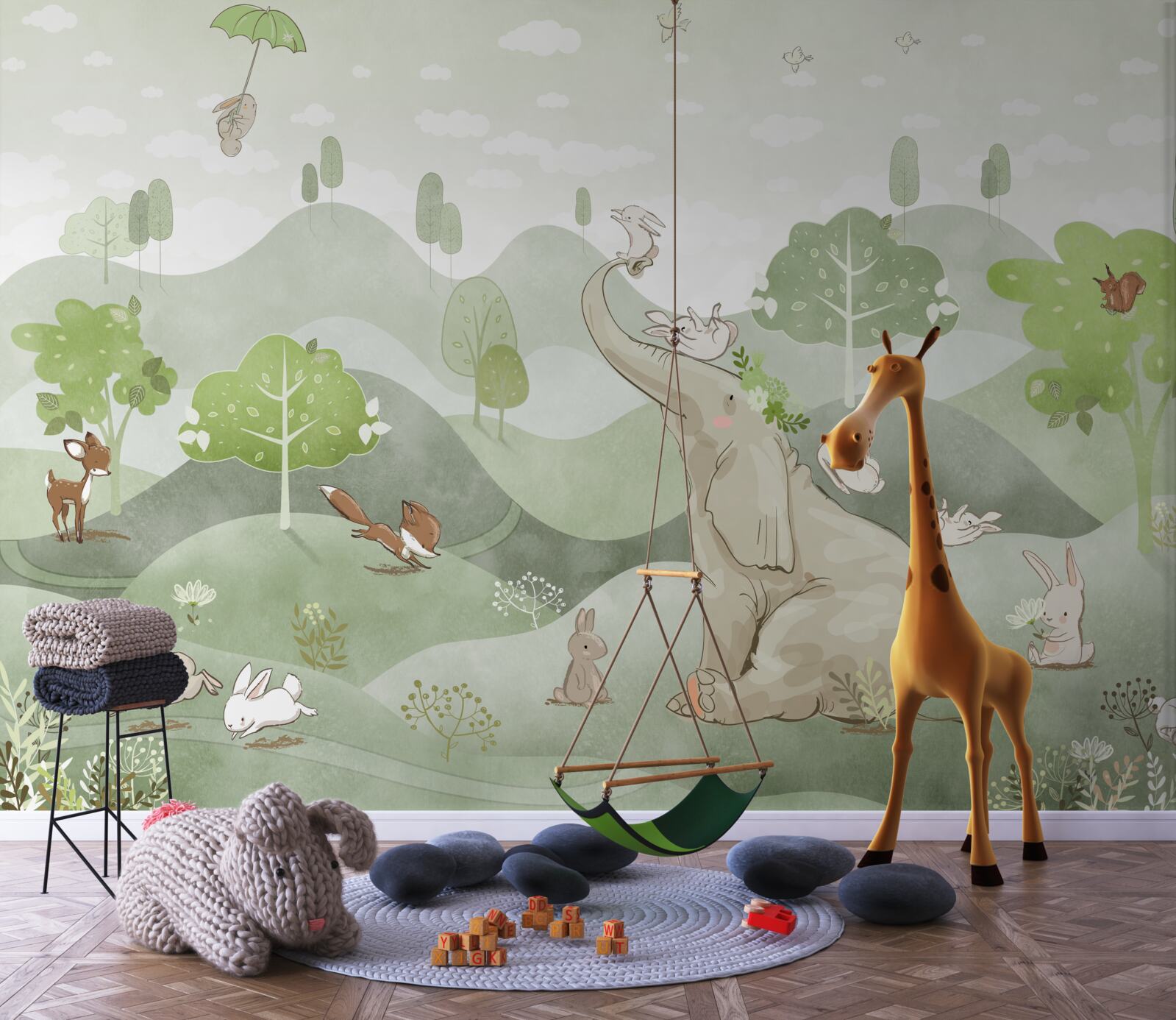 Fototapeta slon dostáva pozdravy od zvierat