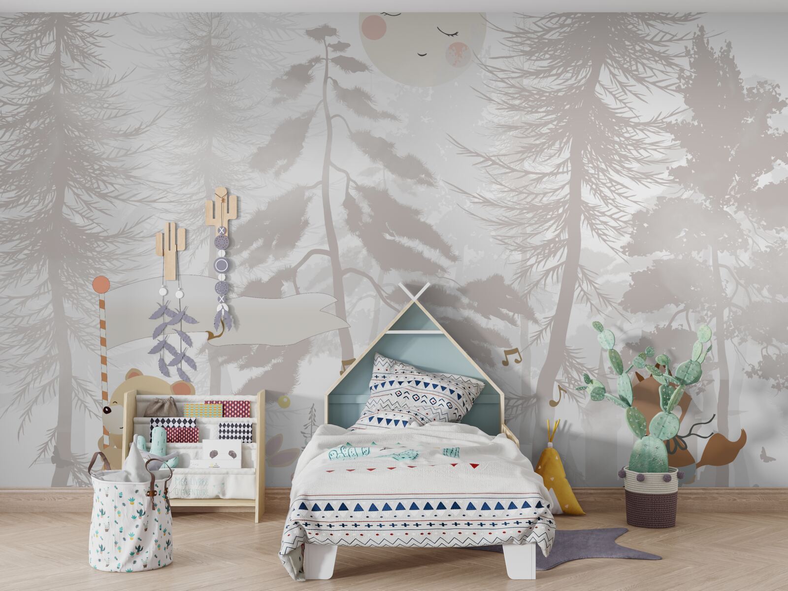 Fototapeta zvieratá chodia v hmlistom lese