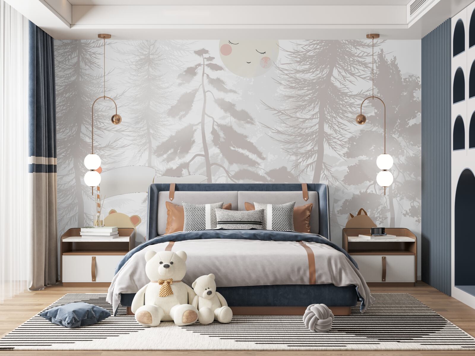 Fototapeta zvieratá chodia v hmlistom lese