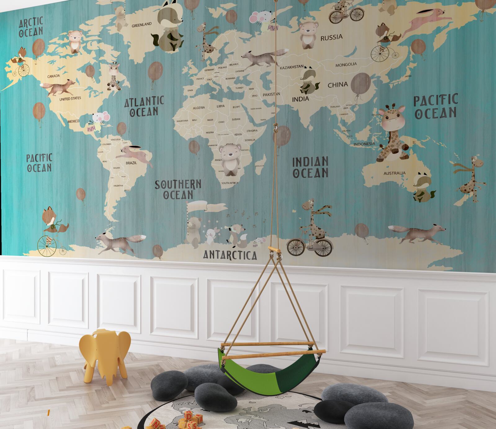 Fototapeta mapa sveta pre deti s gradientom