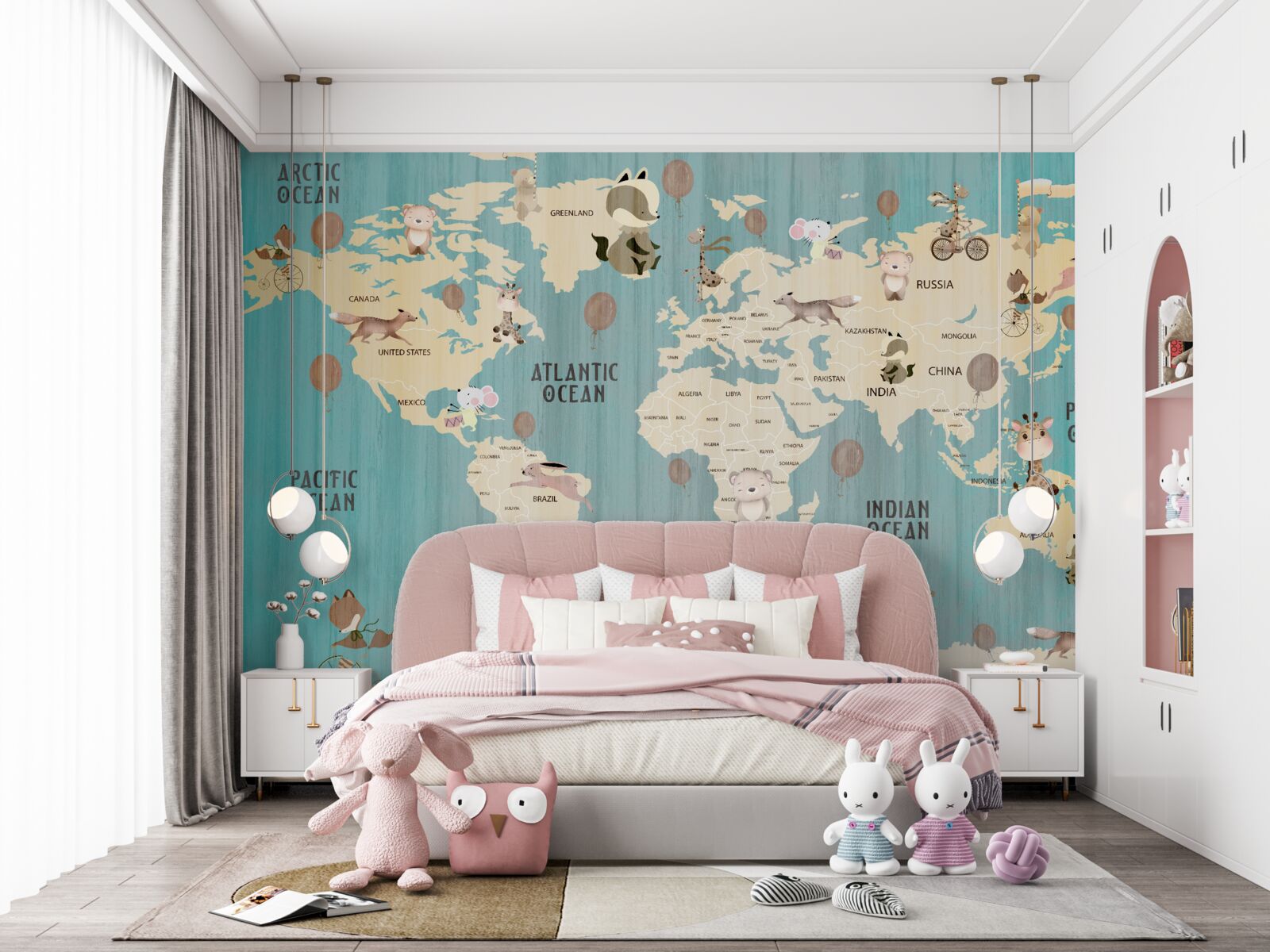 Fototapeta mapa sveta pre deti s gradientom