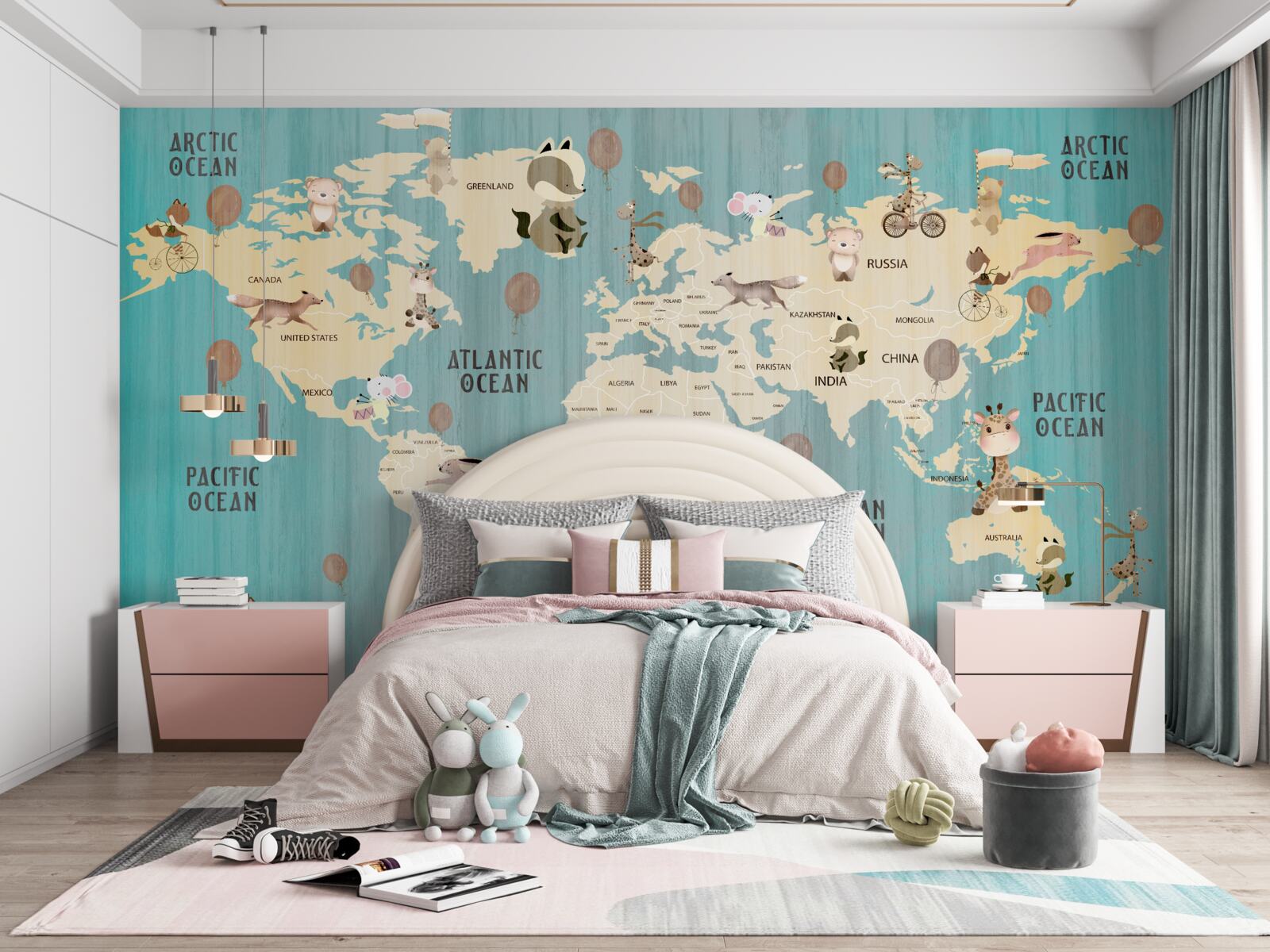 Fototapeta mapa sveta pre deti s gradientom