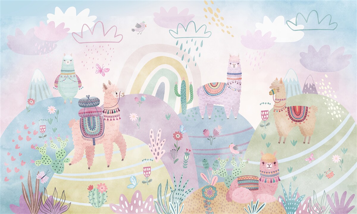 Fototapeta polia, kde chodia lamy