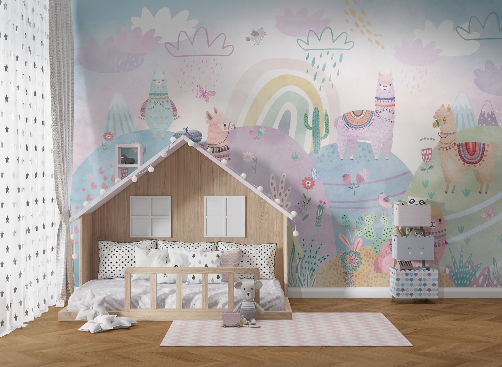 Fototapeta polia, kde chodia lamy