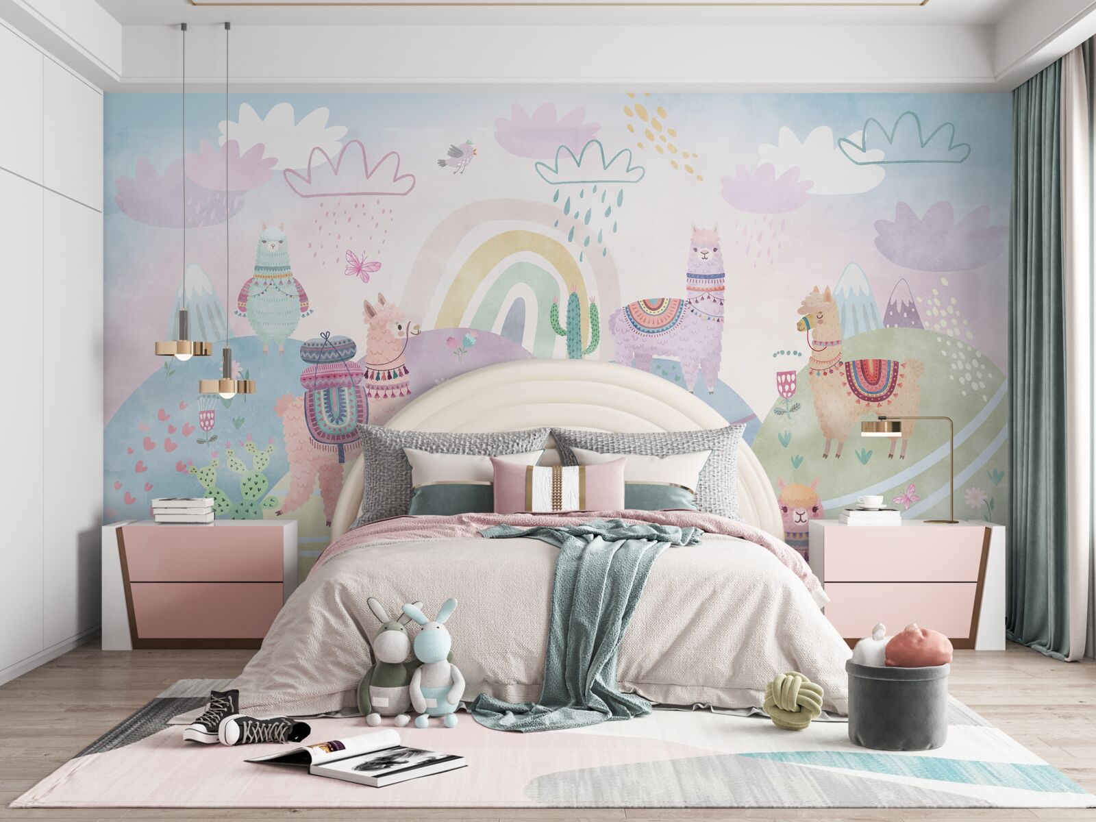 Fototapeta polia, kde chodia lamy