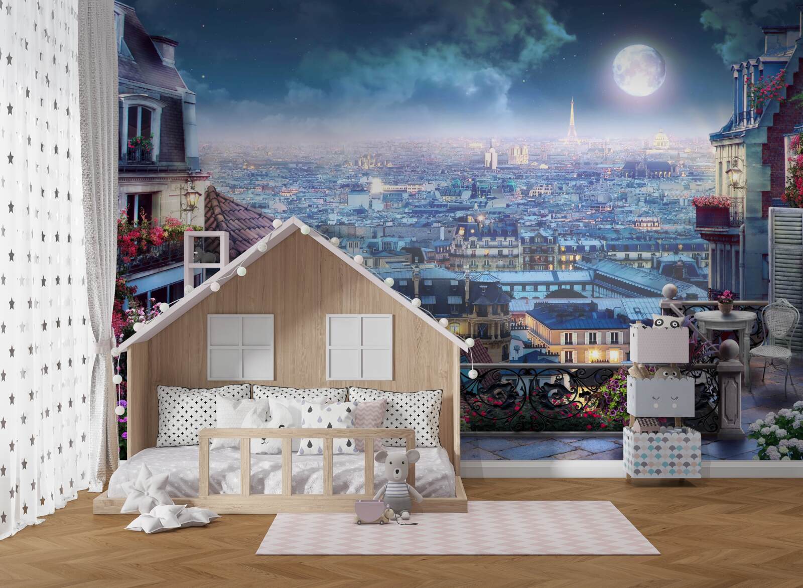 Fototapeta panoráma spiaceho Paríža z balkóna