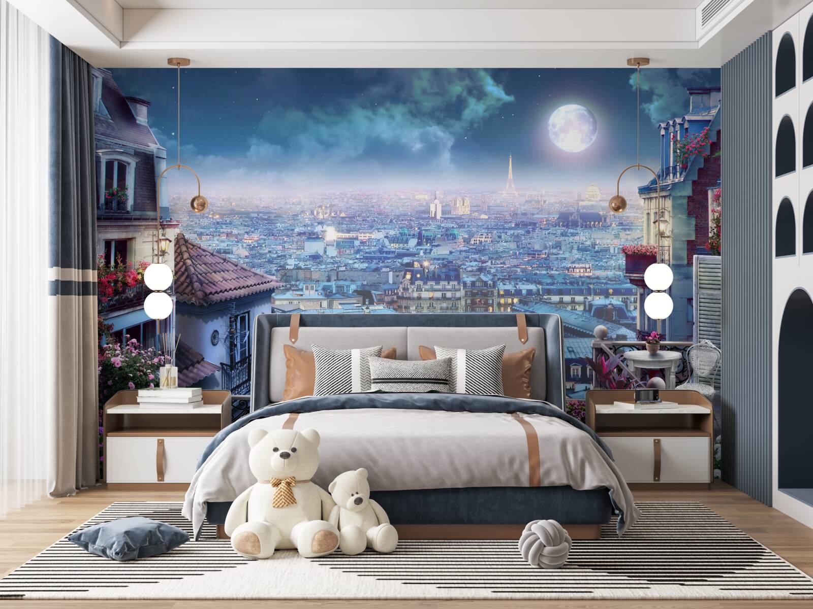 Fototapeta panoráma spiaceho Paríža z balkóna