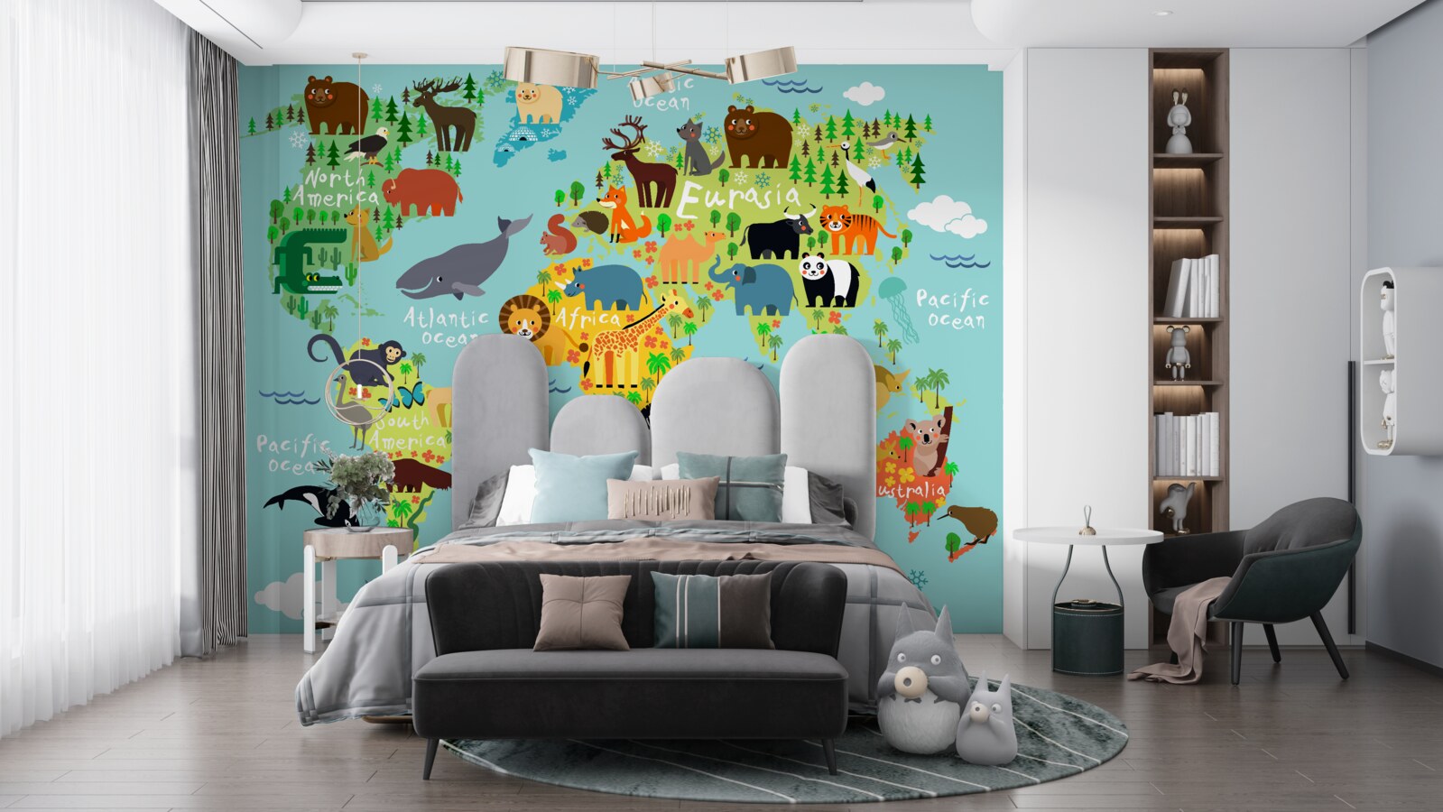 Fototapeta mapa sveta pre deti a obyvateľov kontinentov