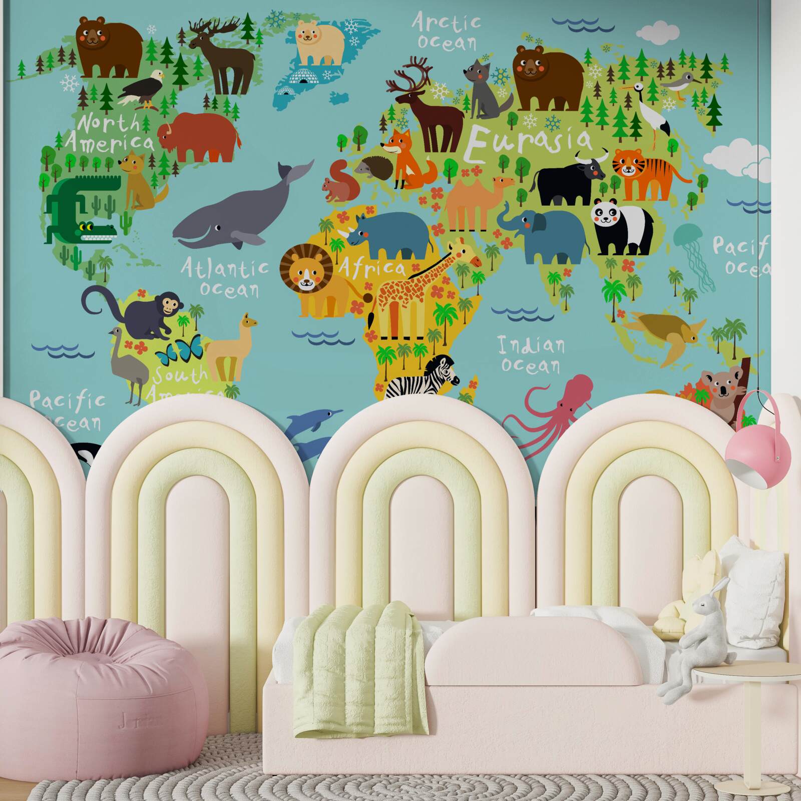 Fototapeta mapa sveta pre deti a obyvateľov kontinentov