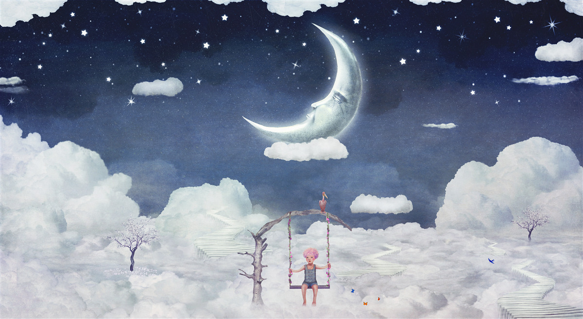 Fototapeta mladý muž kráča v mesačnom svite