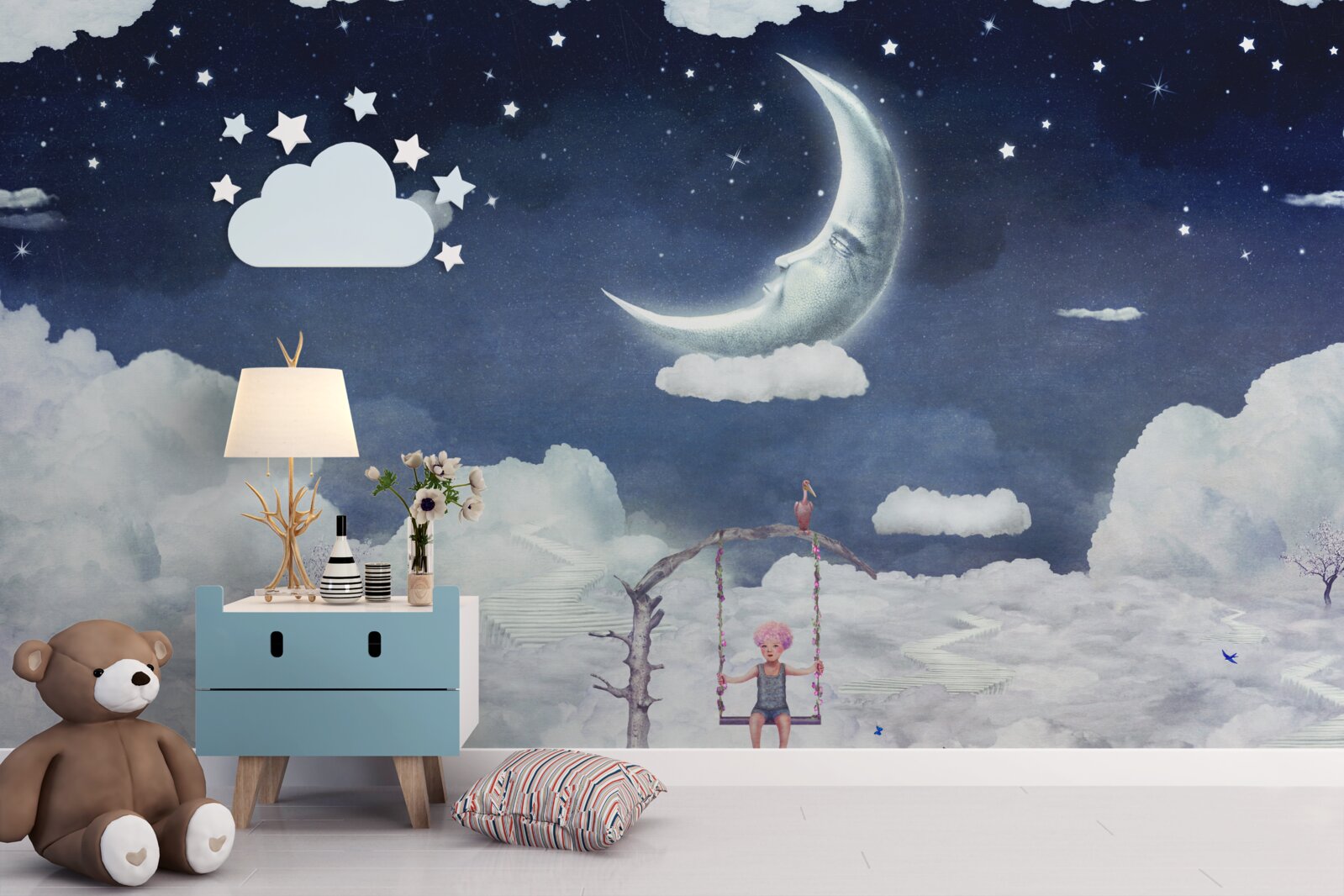 Fototapeta mladý muž kráča v mesačnom svite