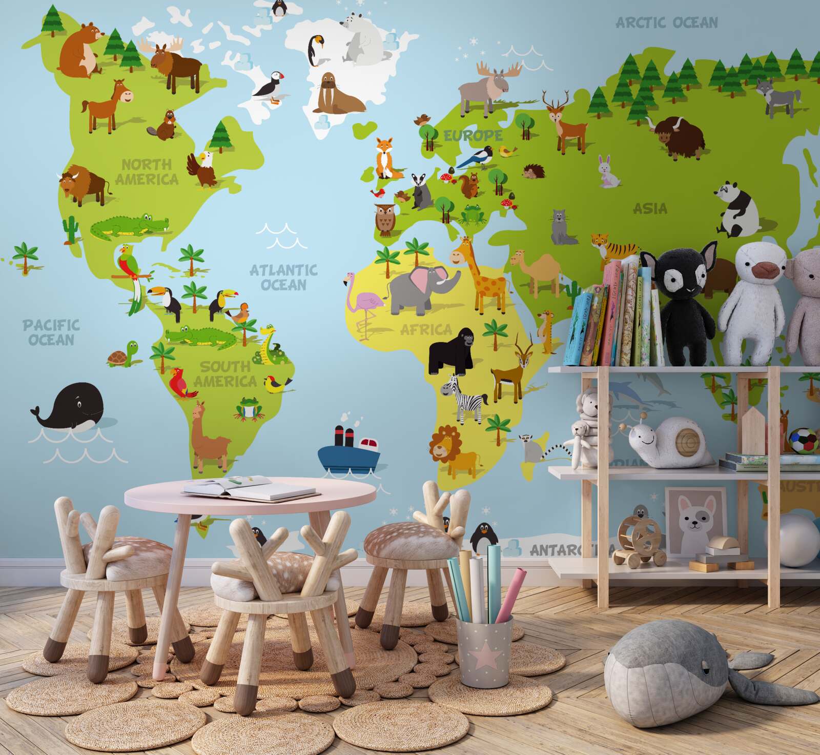 Fototapeta kontinentov a ich kľúčových obyvateľov