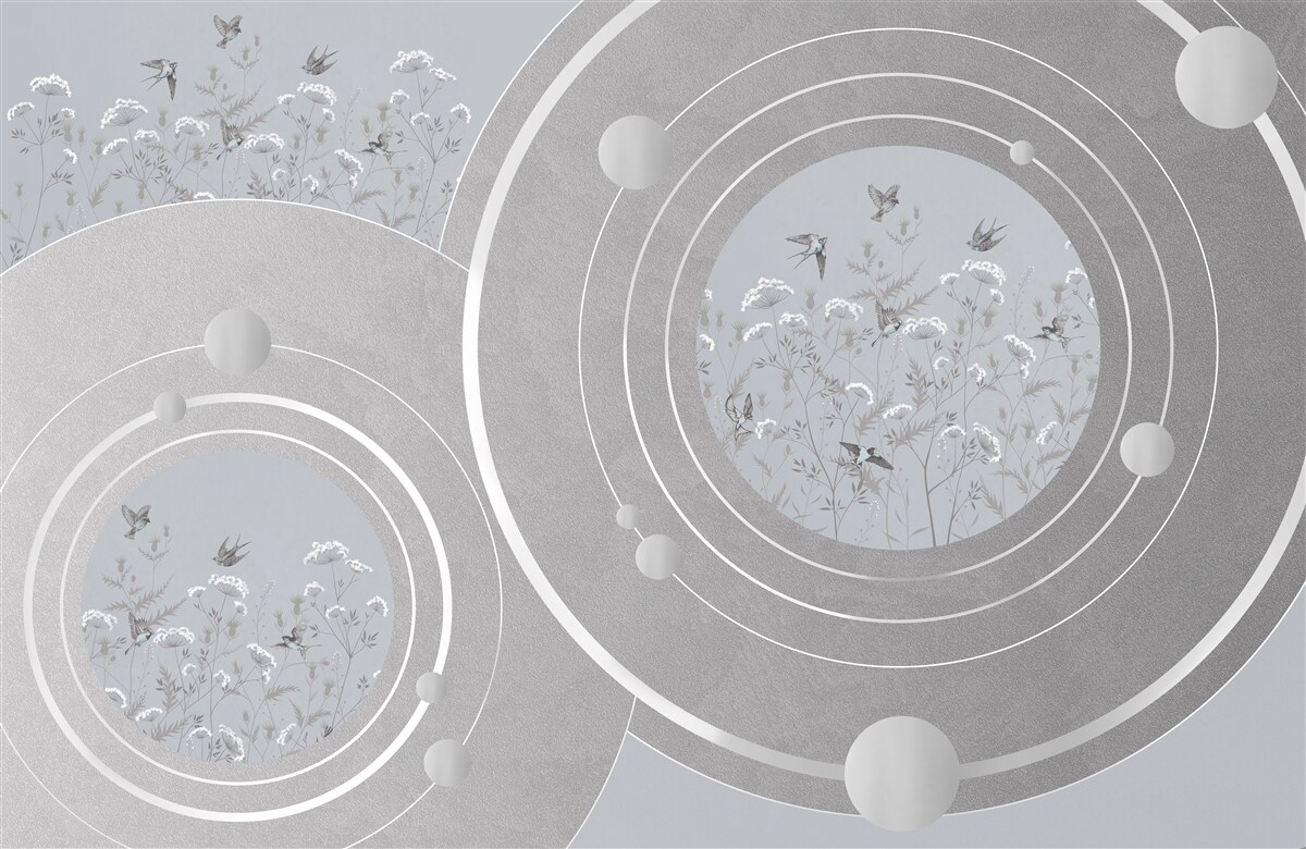 Fototapeta kvetinové tvary a abstraktné kruhy