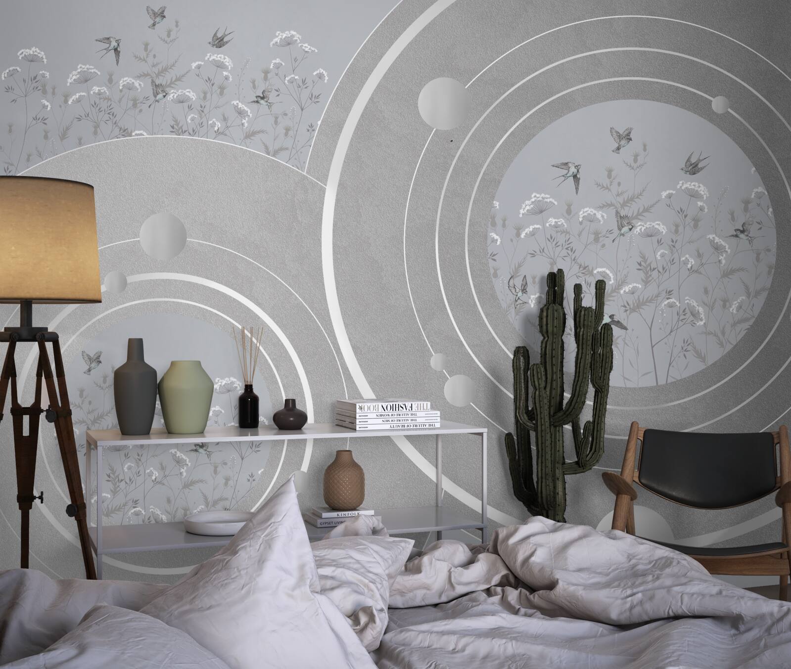 Fototapeta kvetinové tvary a abstraktné kruhy