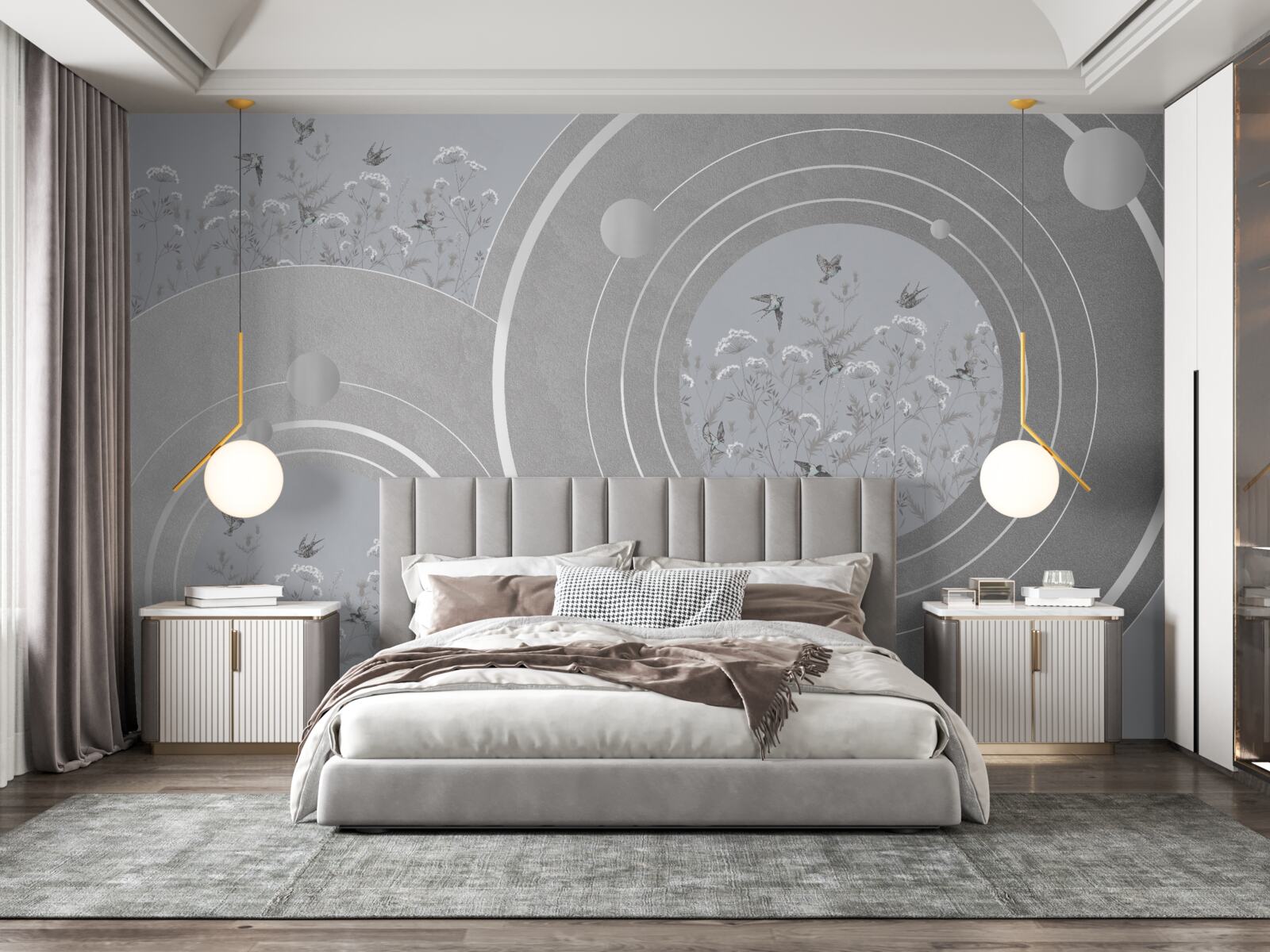 Fototapeta kvetinové tvary a abstraktné kruhy