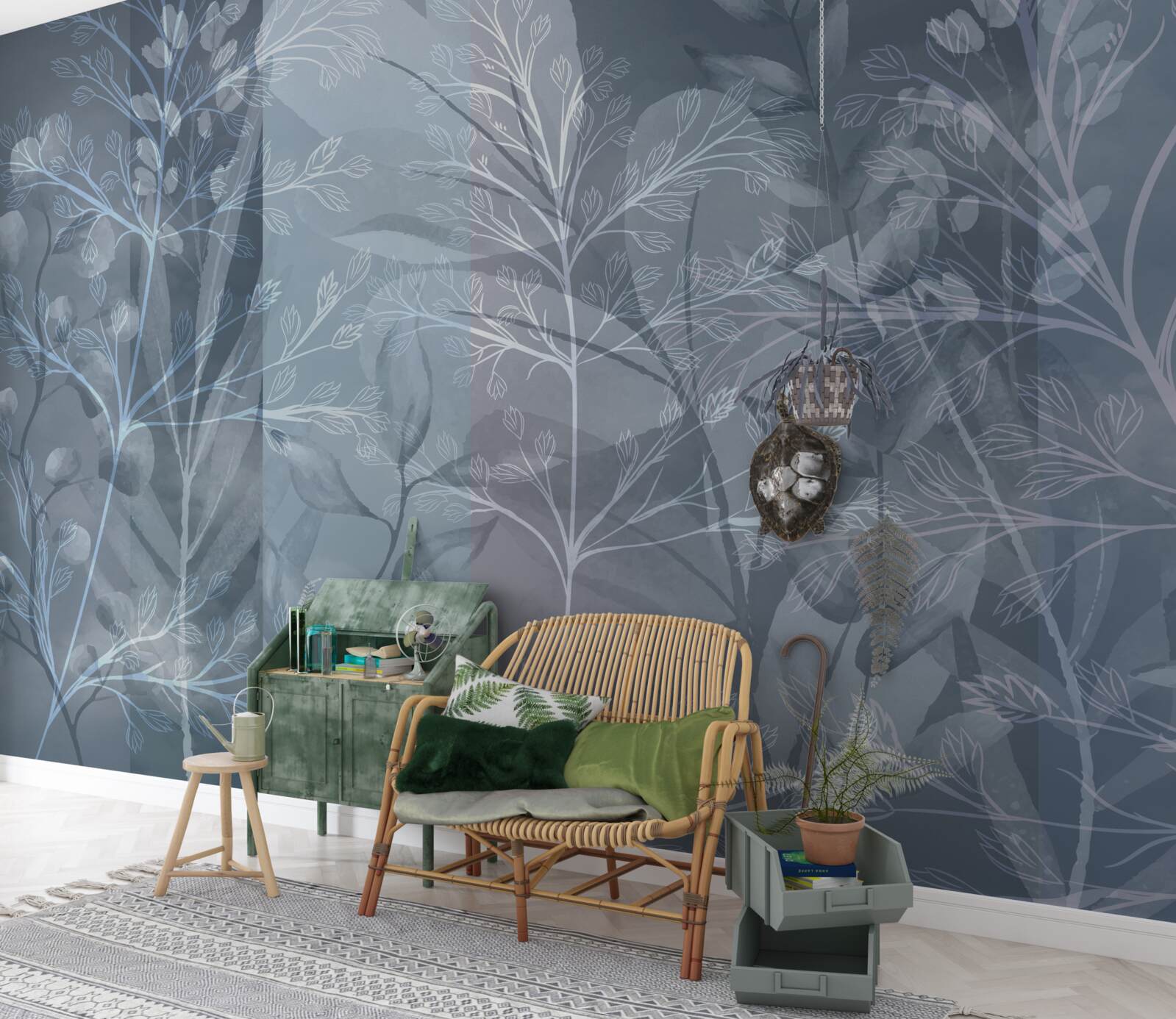 Fototapeta kríky zahalené v hmle v lese