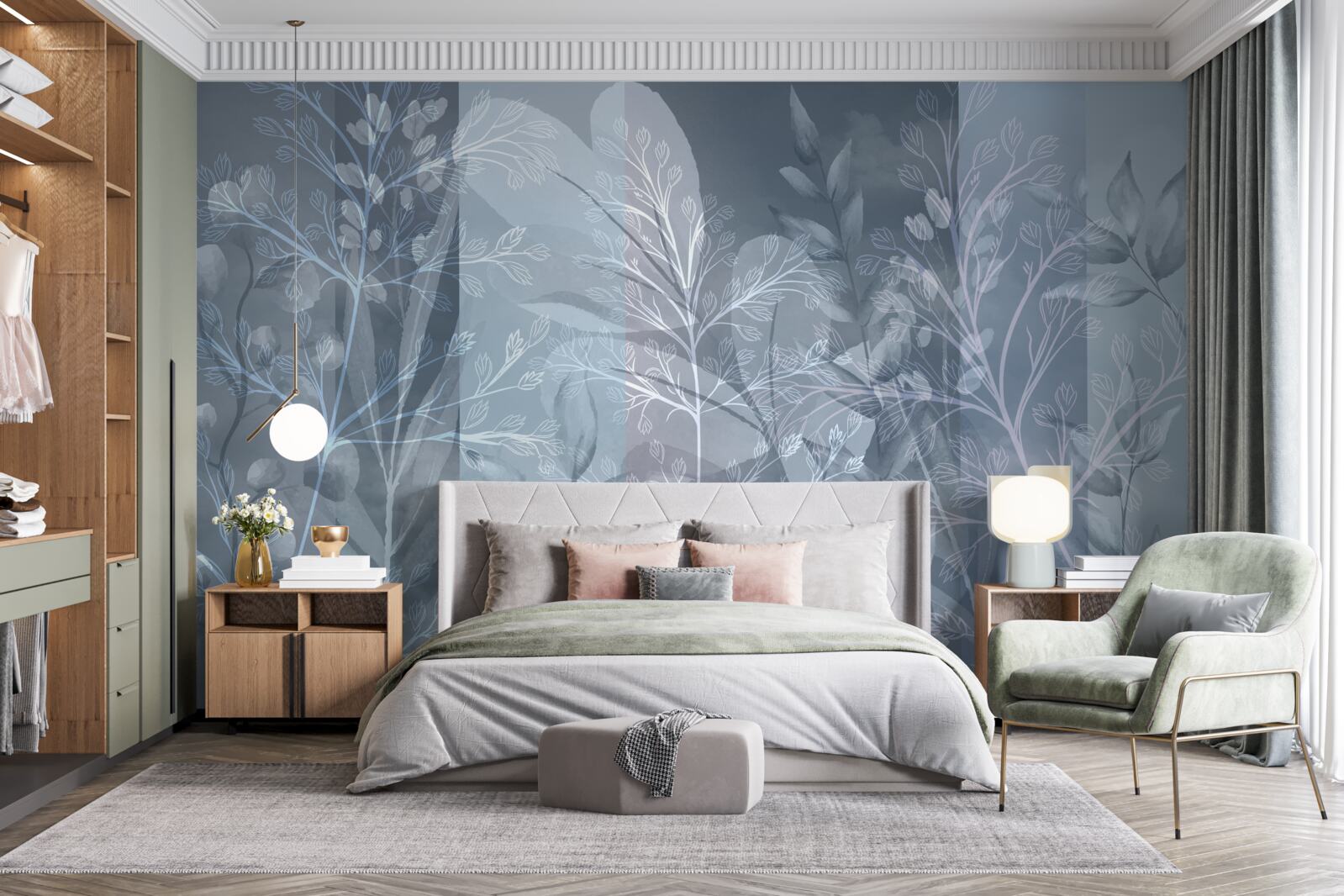 Fototapeta kríky zahalené v hmle v lese