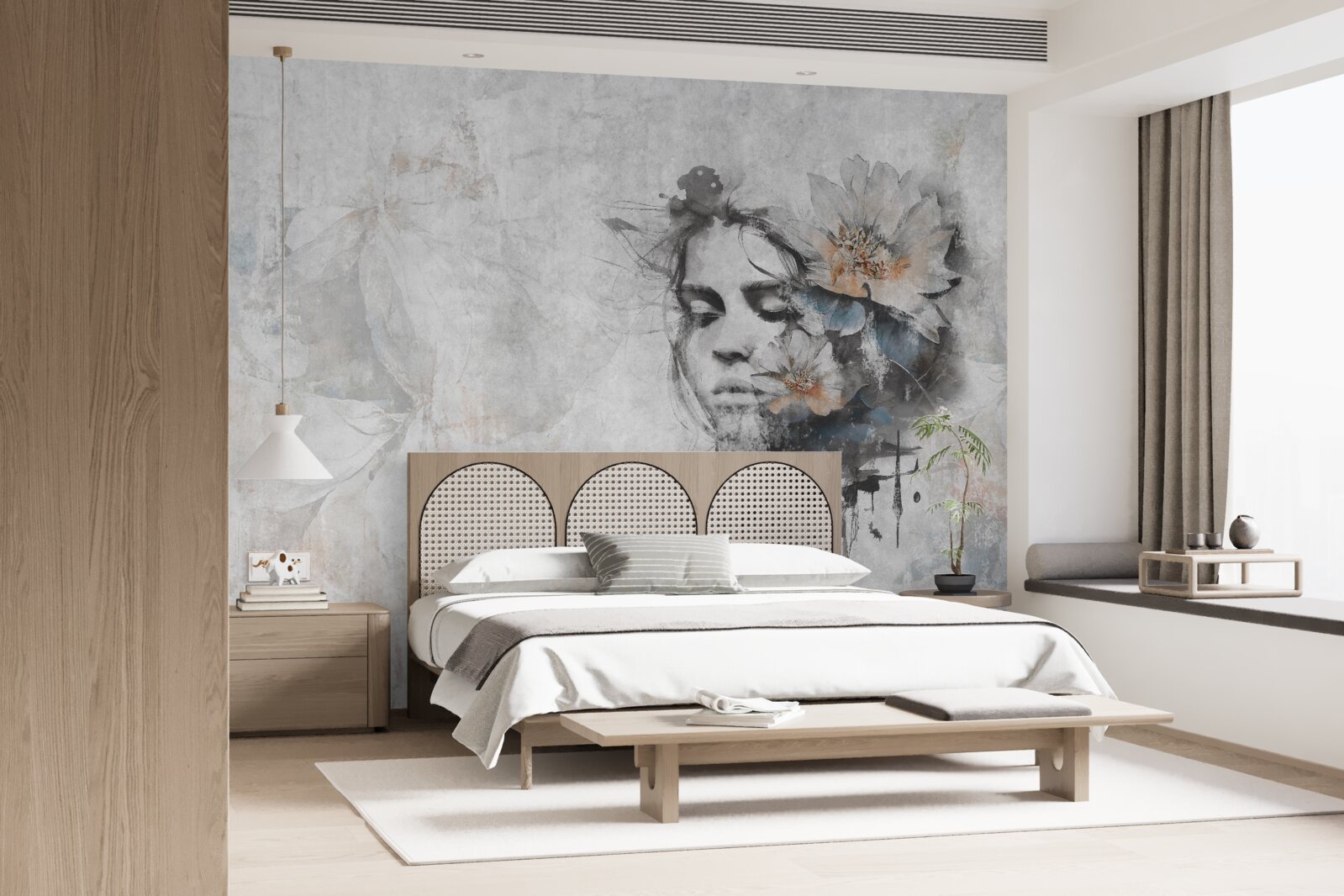 Fototapeta dievča s kyticou kvetov