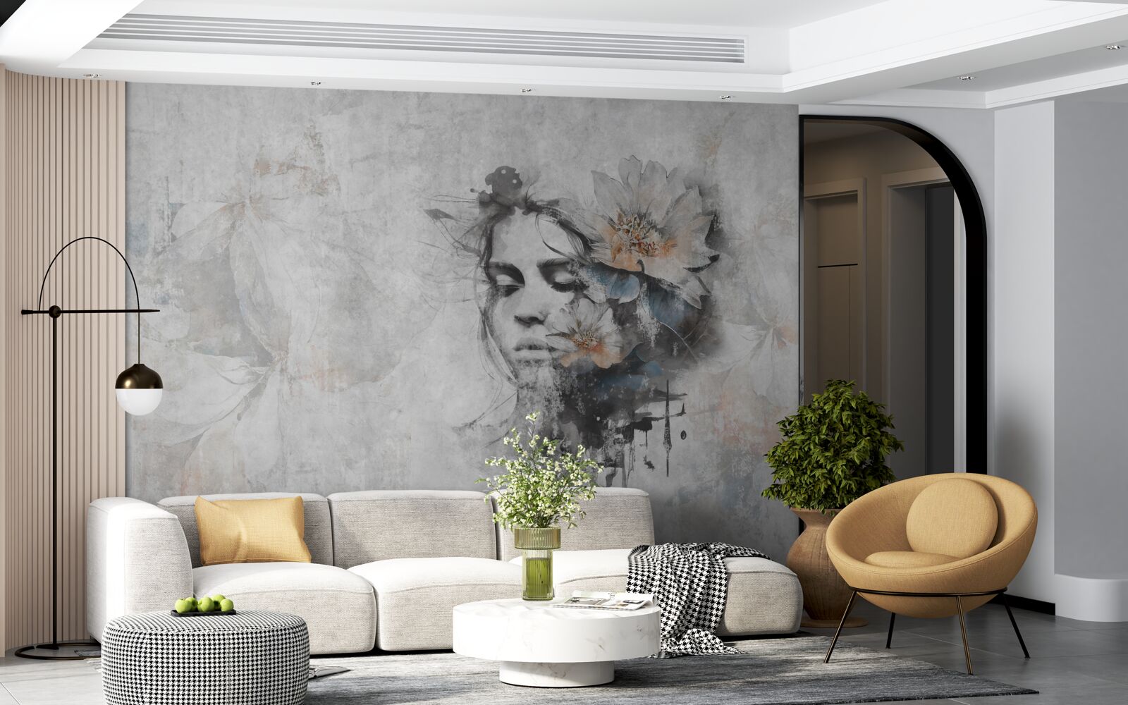 Fototapeta dievča s kyticou kvetov