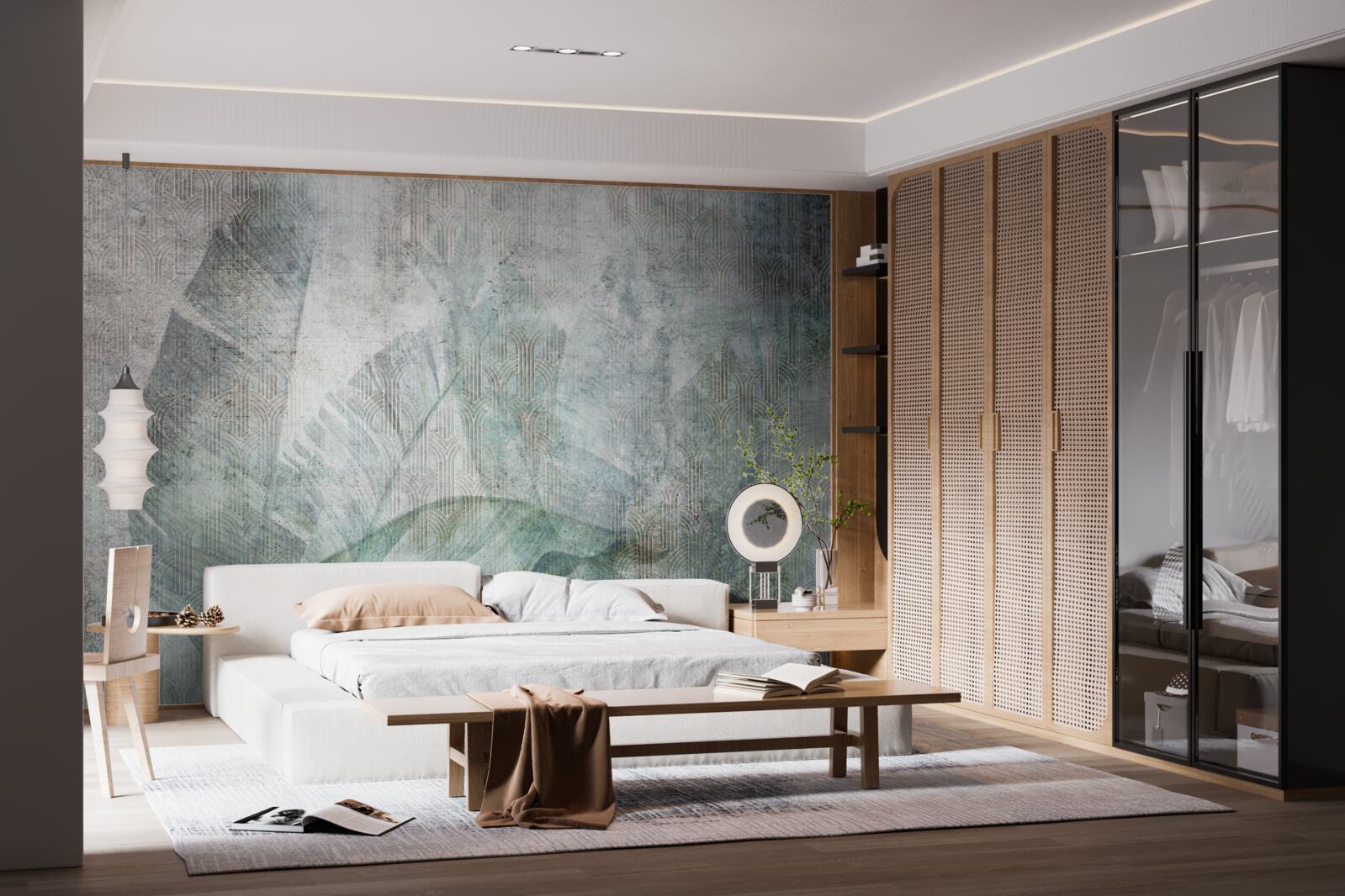 Fototapeta abstraktné tvary vytvárajú veľké palmové listy