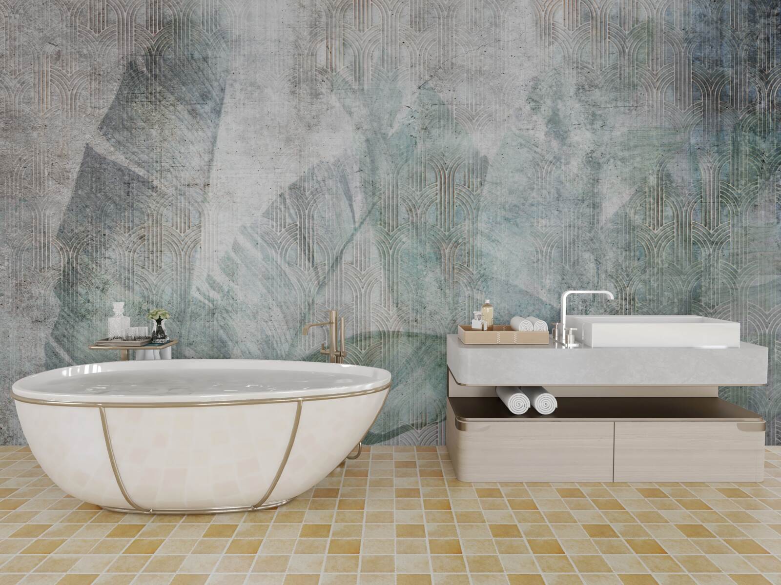 Fototapeta abstraktné tvary vytvárajú veľké palmové listy