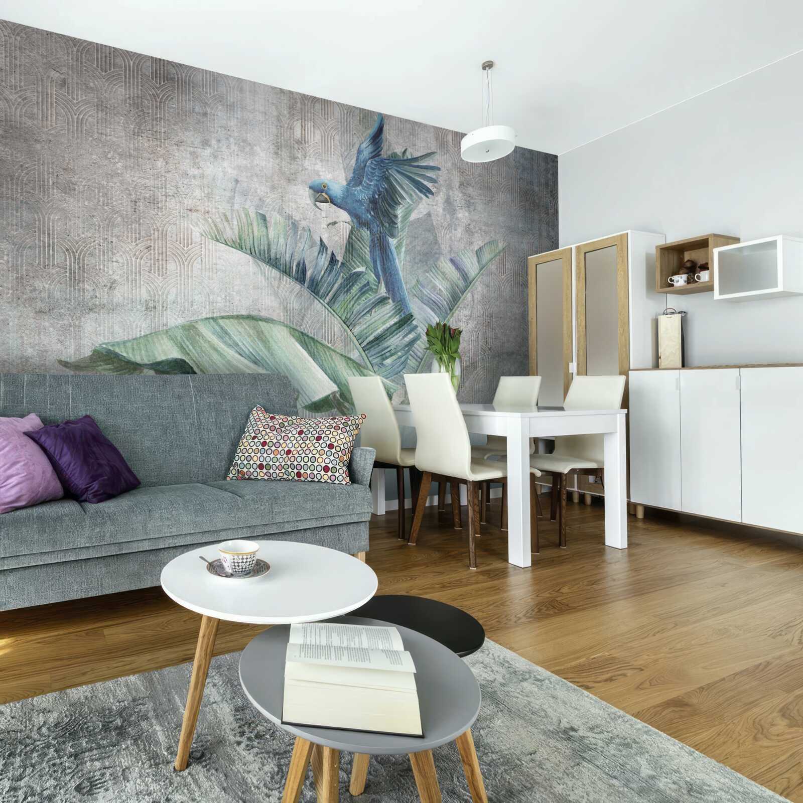 Fototapeta papagáj pristane na palme