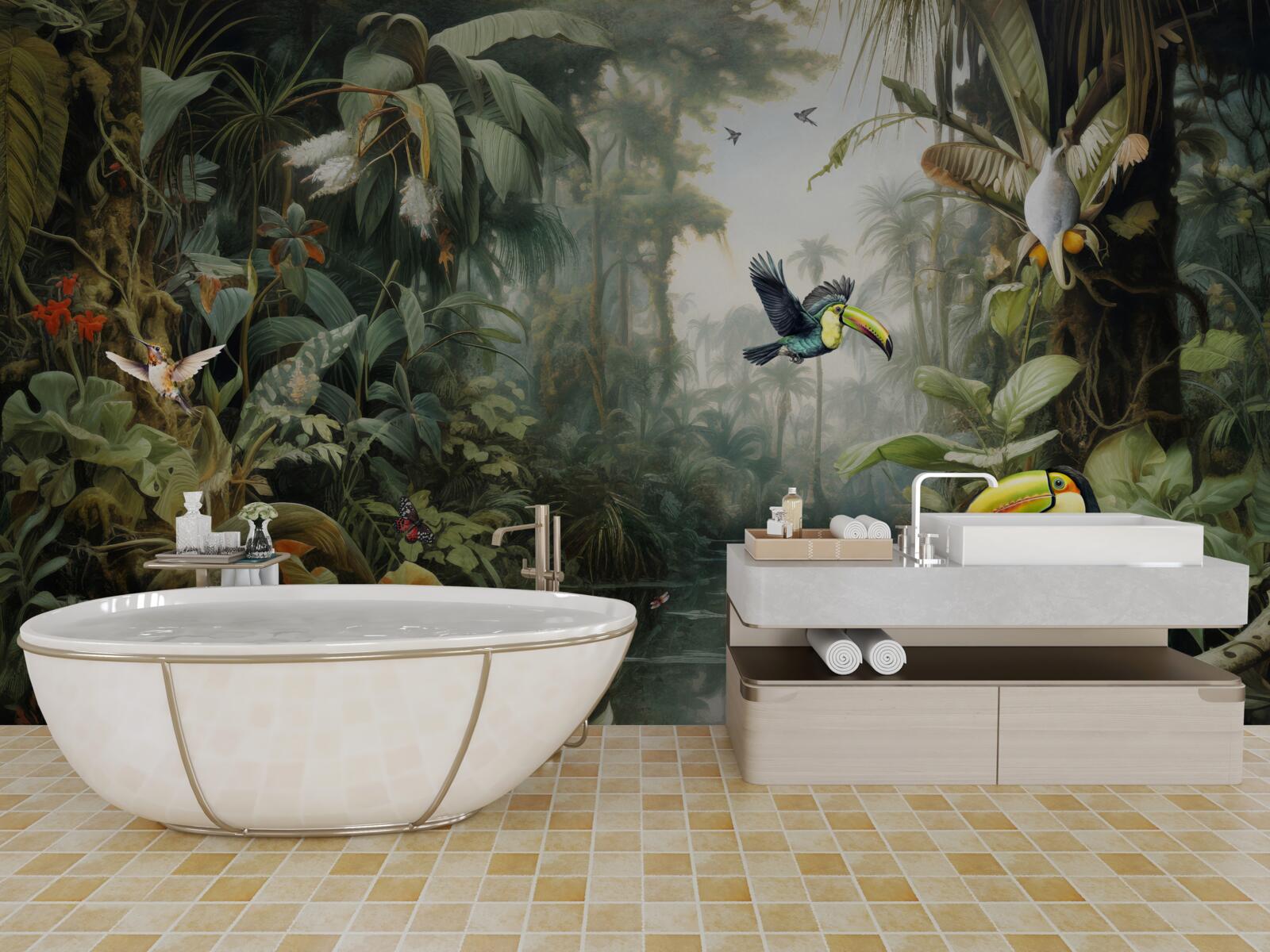 Fototapeta tropické húštiny pri rybníku