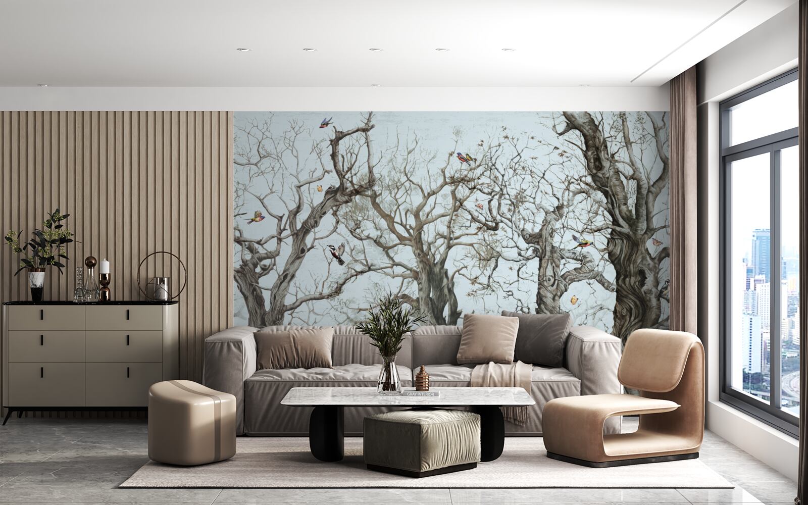 Fototapeta stromy na jeseň, ktoré zhodili listy