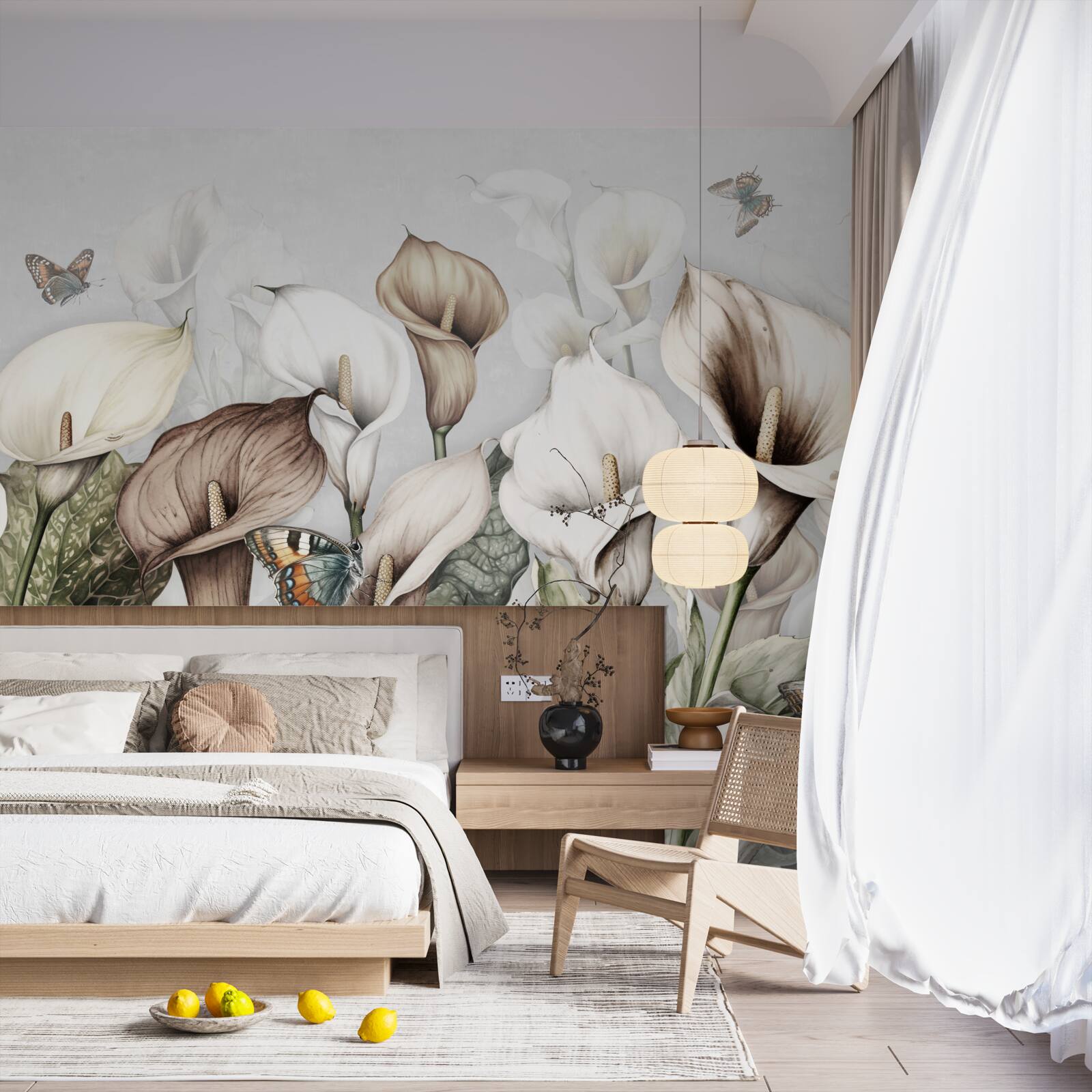 Fototapeta kala sú biele a hnedé s motýľmi