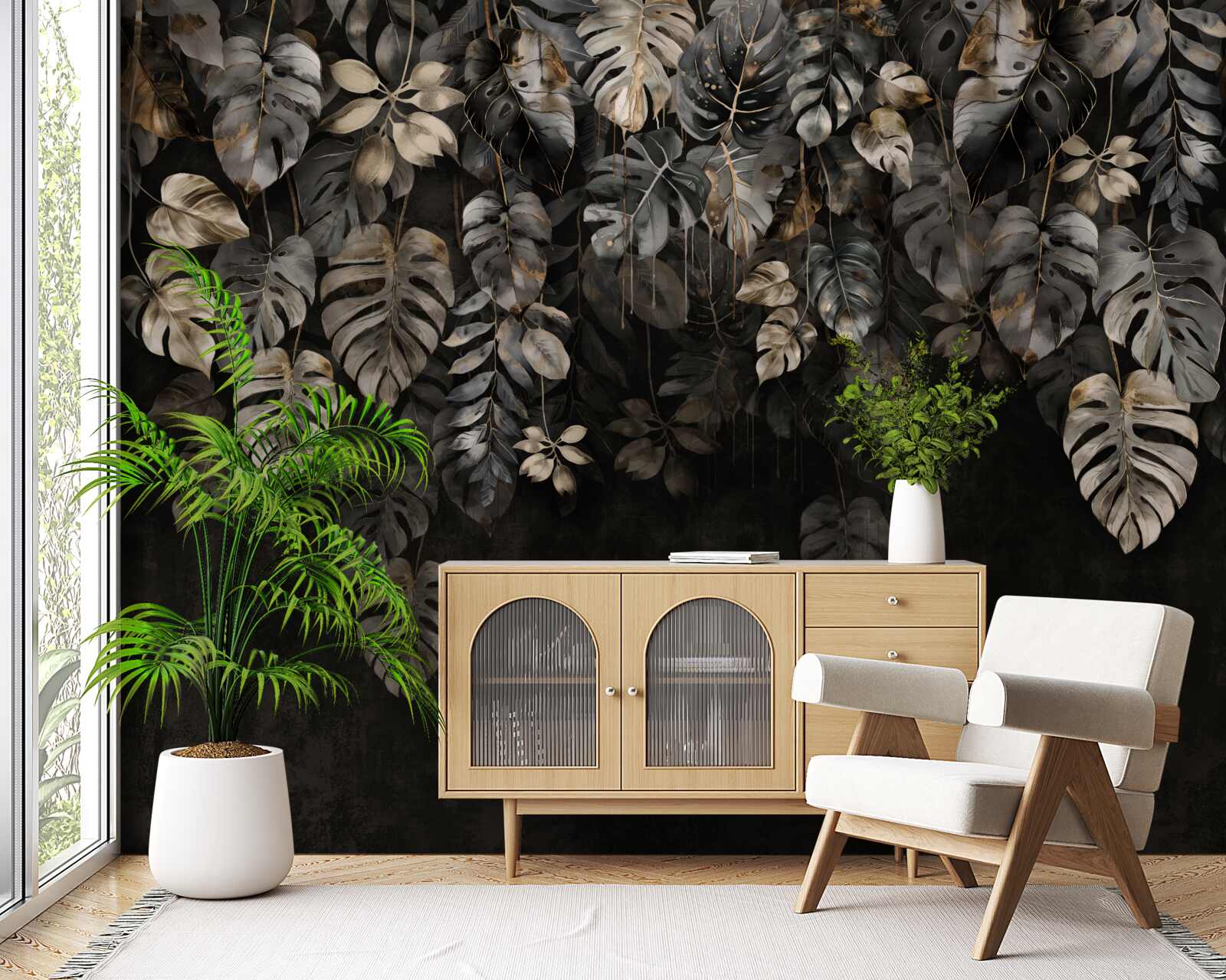 Fototapeta veľké monstera listy v noci