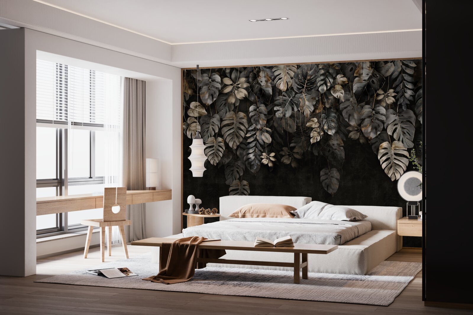 Fototapeta veľké monstera listy v noci