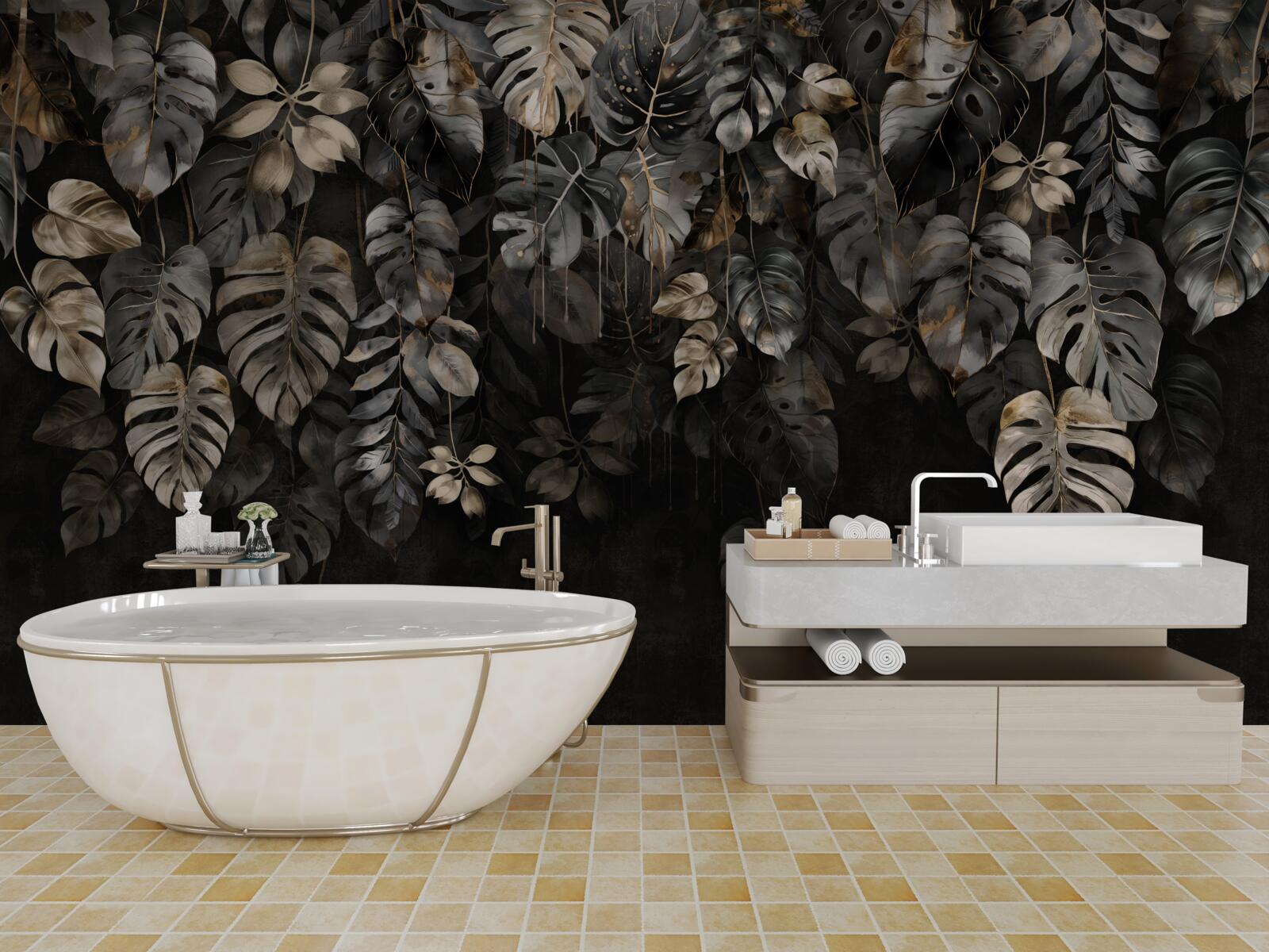 Fototapeta veľké monstera listy v noci