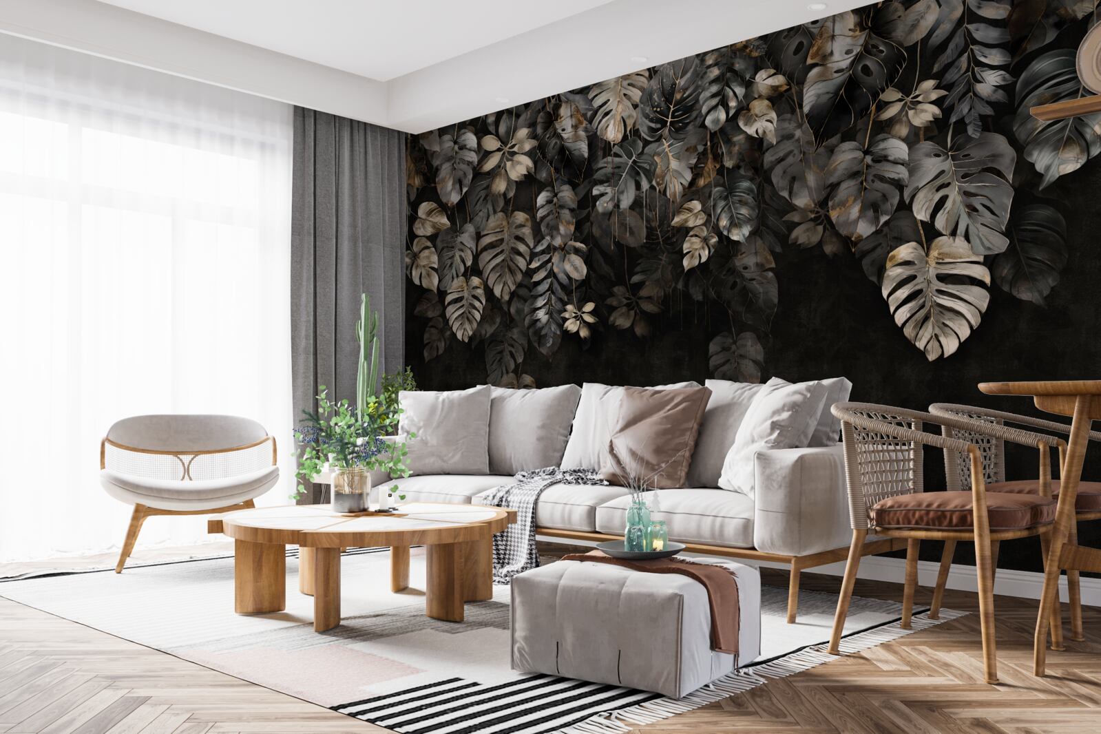 Fototapeta veľké monstera listy v noci