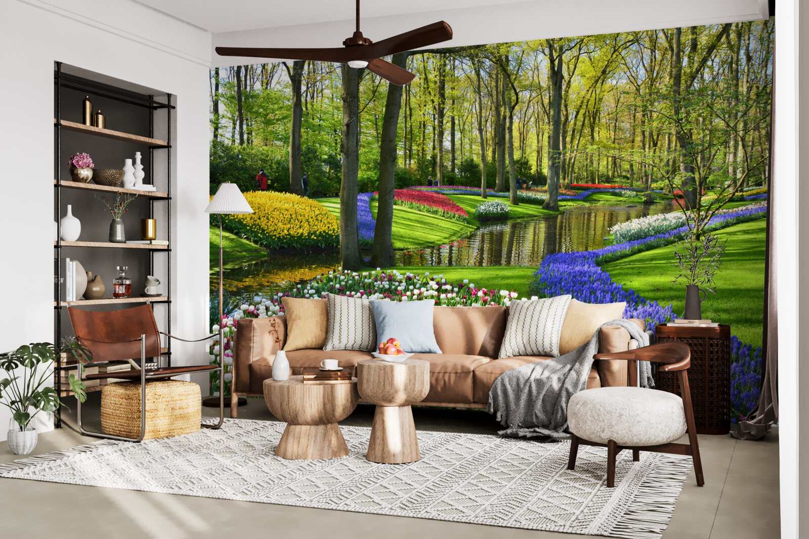 Fototapeta nádherná cesta s tulipánmi pri vode