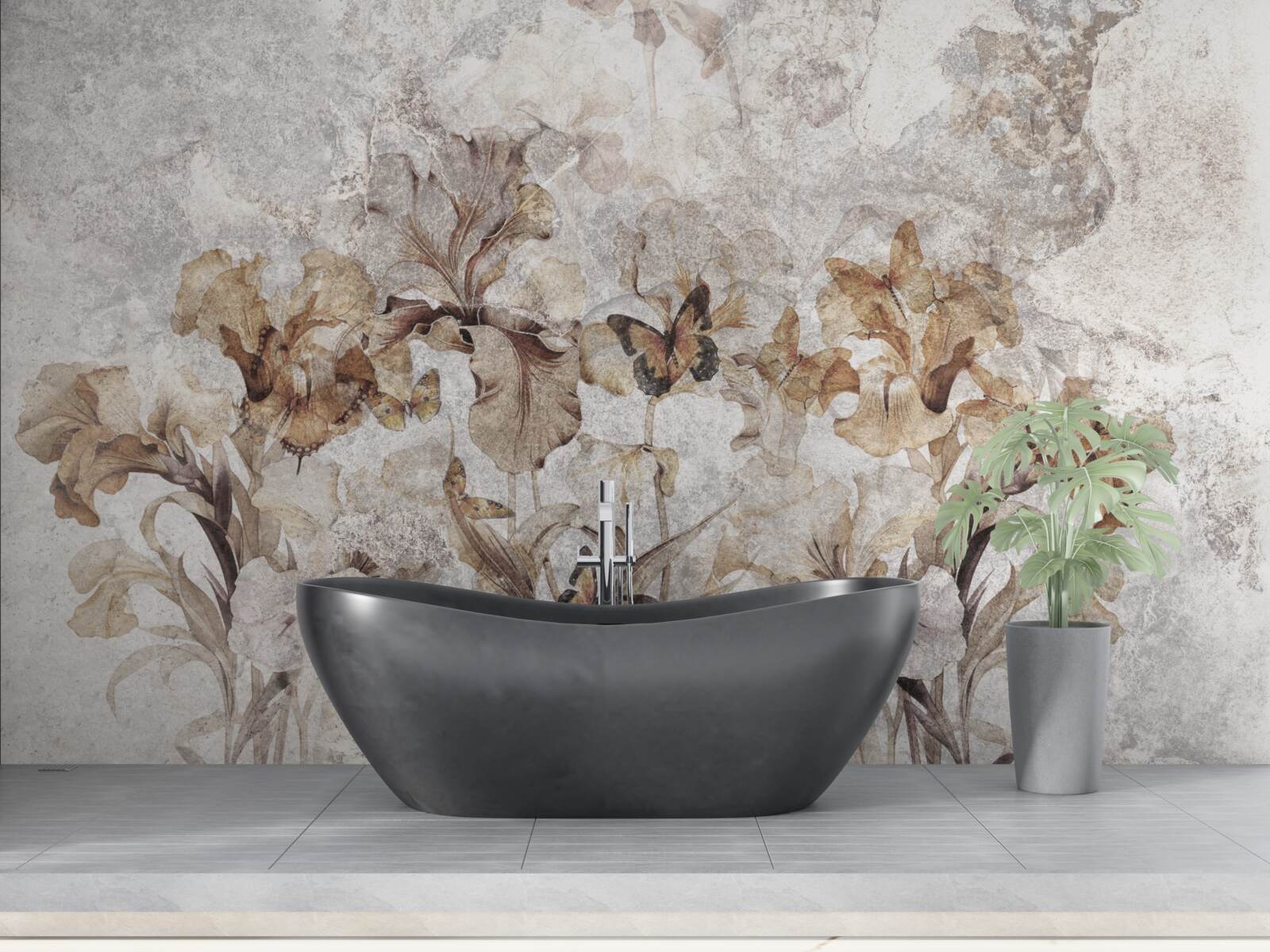 Fototapeta jesenné lístie skryté v hmle a motýle