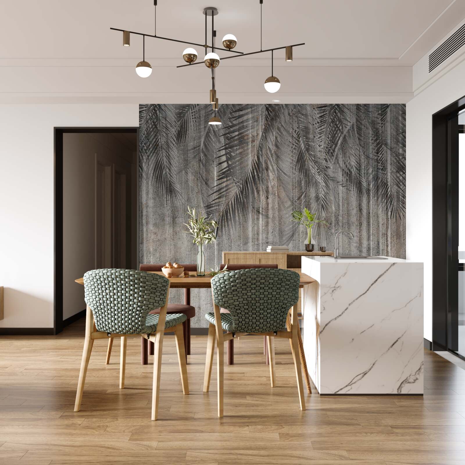 Fototapeta listy ihličnatých stromov padajú