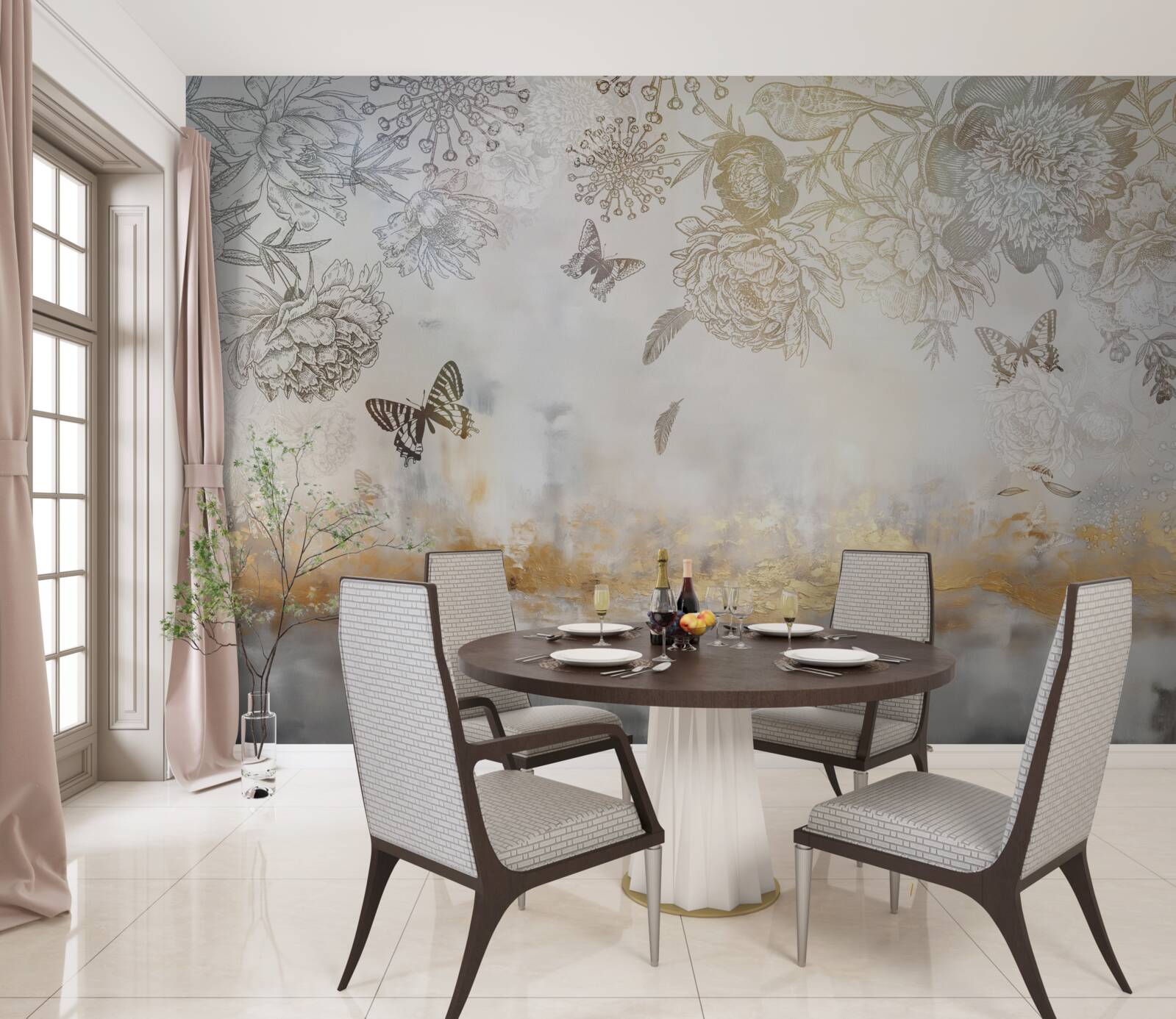 Fototapeta motýle poletujú nad hmlistou vodou