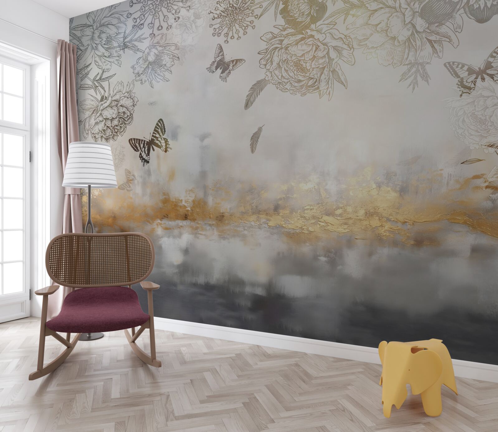 Fototapeta motýle poletujú nad hmlistou vodou