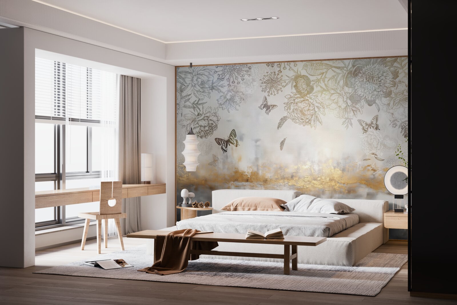 Fototapeta motýle poletujú nad hmlistou vodou