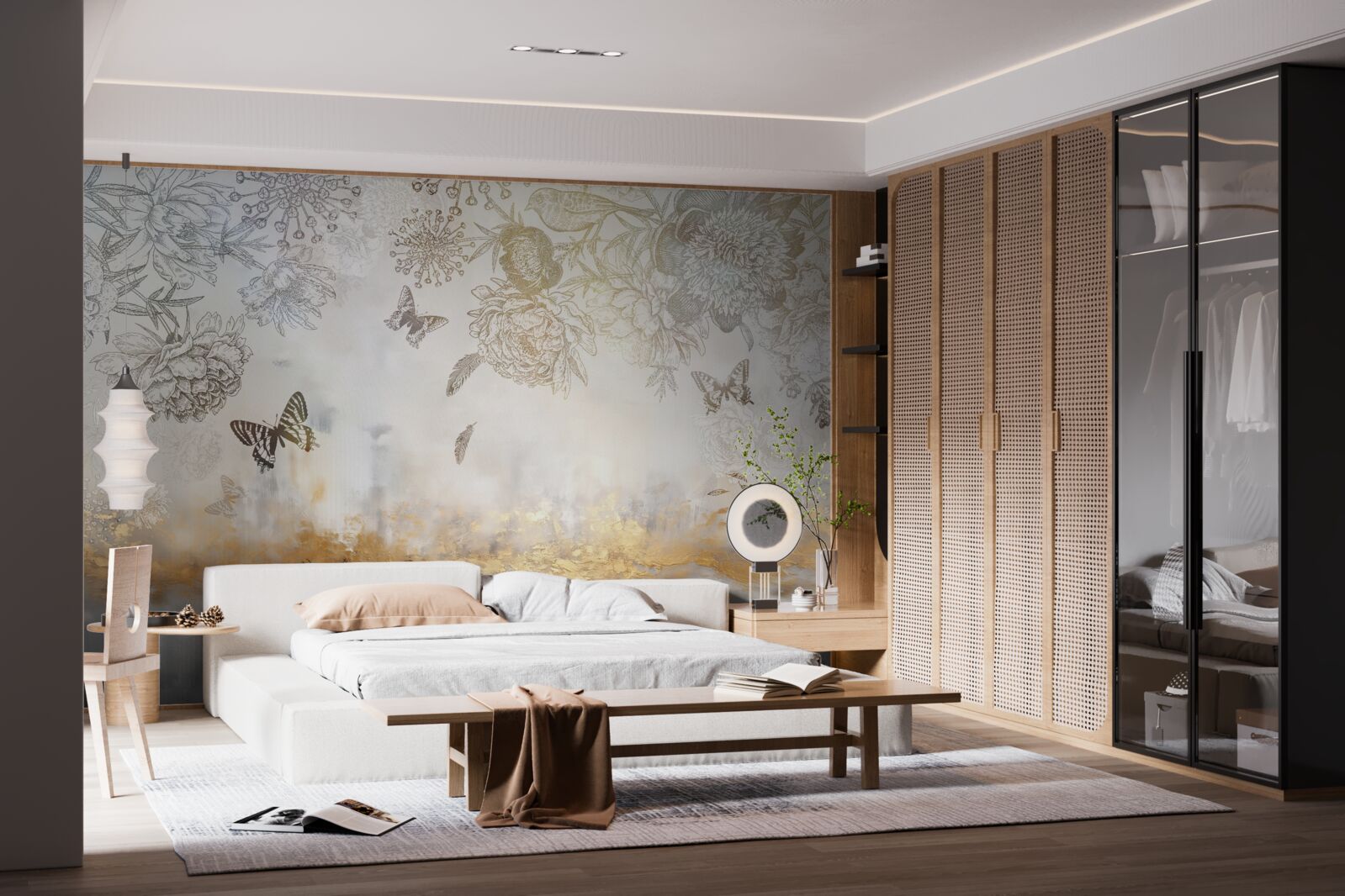 Fototapeta motýle poletujú nad hmlistou vodou