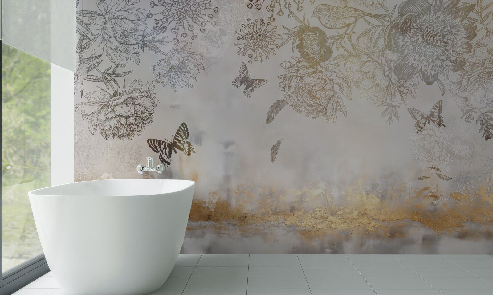 Fototapeta motýle poletujú nad hmlistou vodou